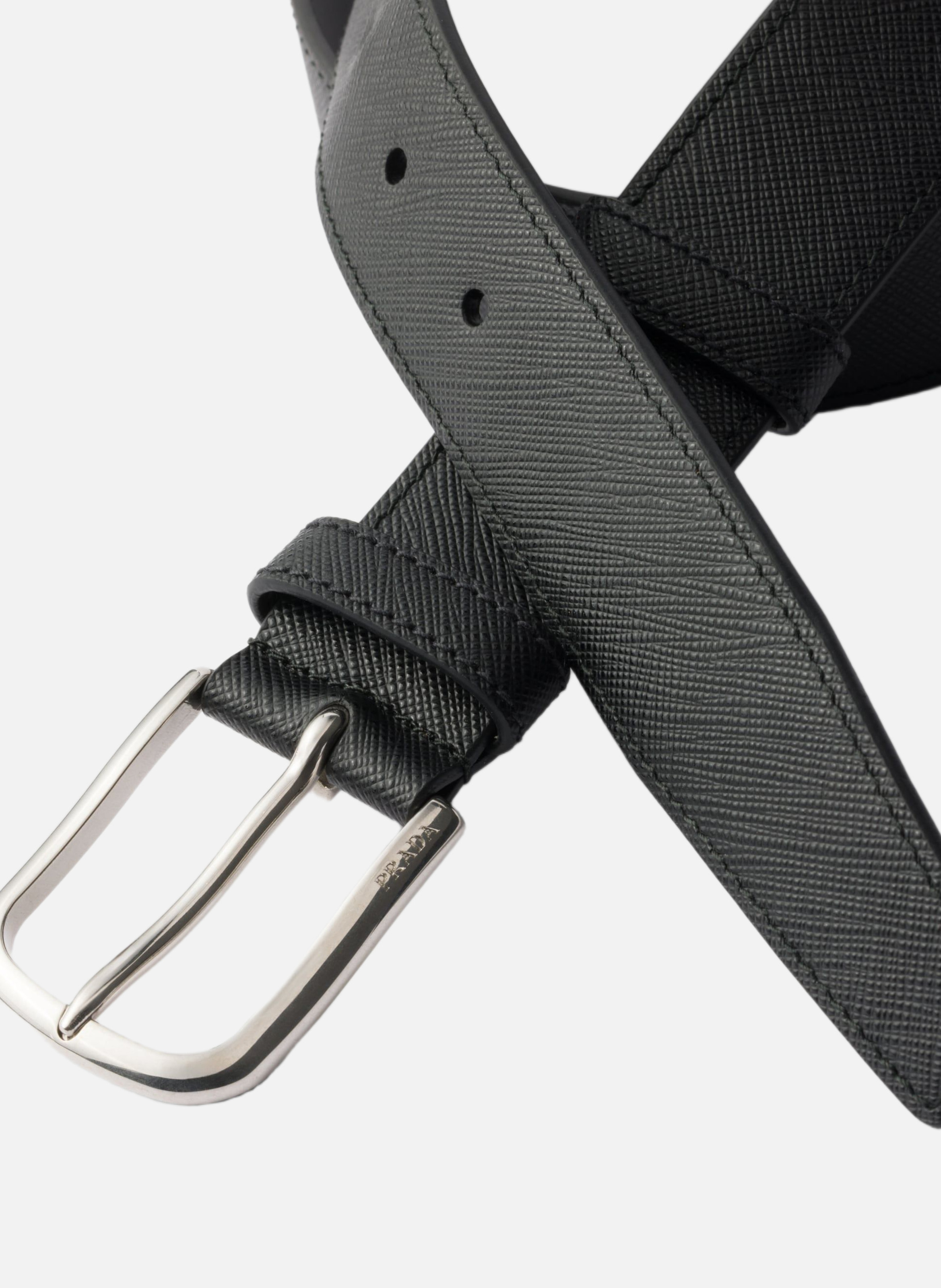 Ceinture en cuir saffiano PRADA Noir