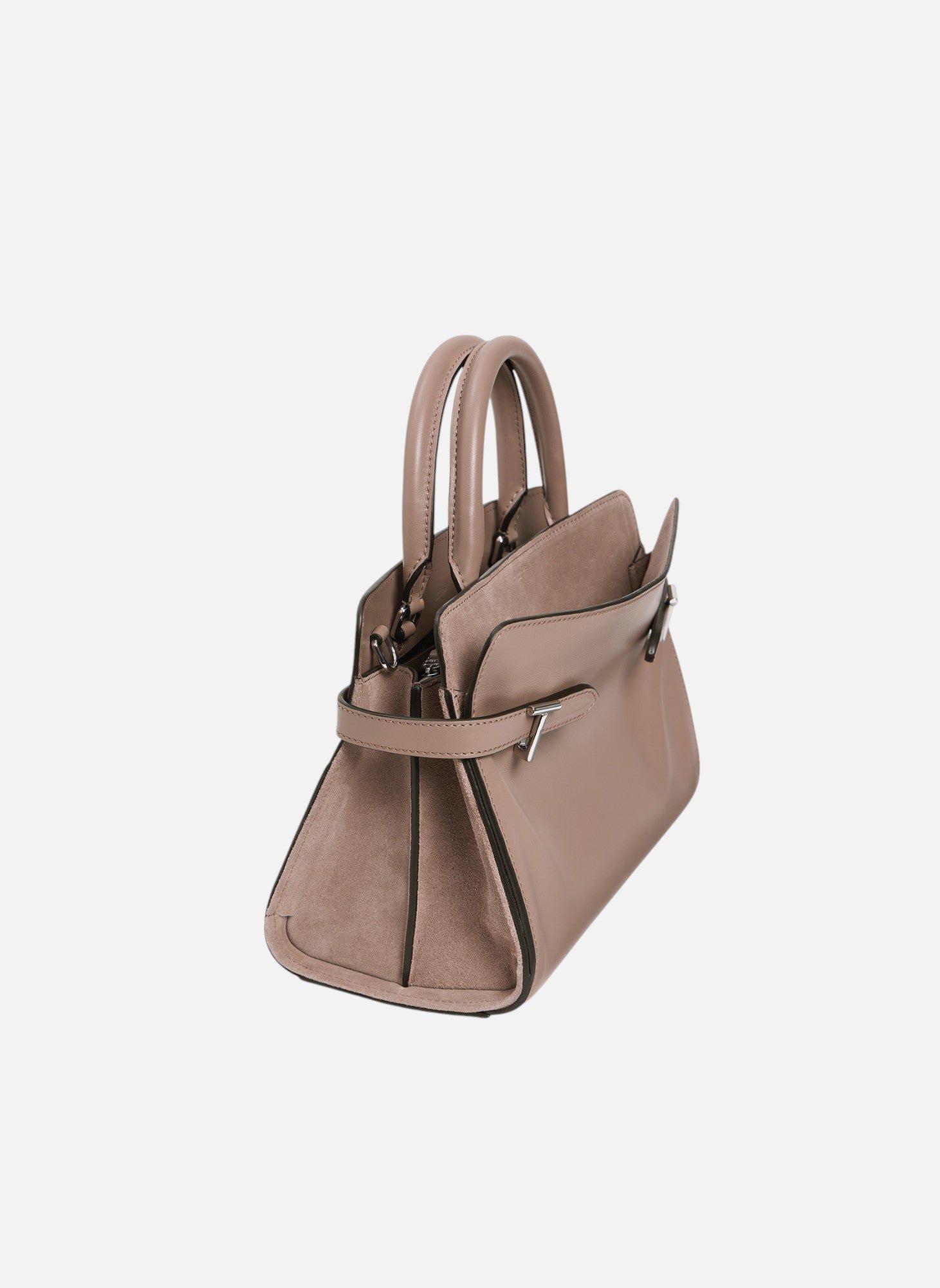 Sac à main moyen modèle emie en cuir lisse et nubuck LE TANNEUR Gris
