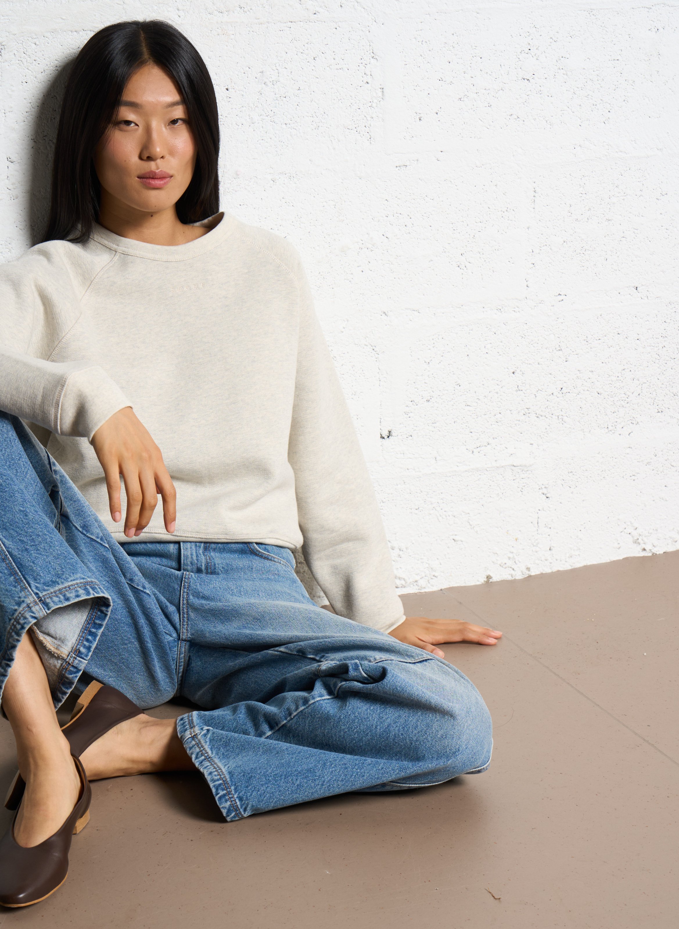 Sweat droit en coton bio artemis SOEUR Gris