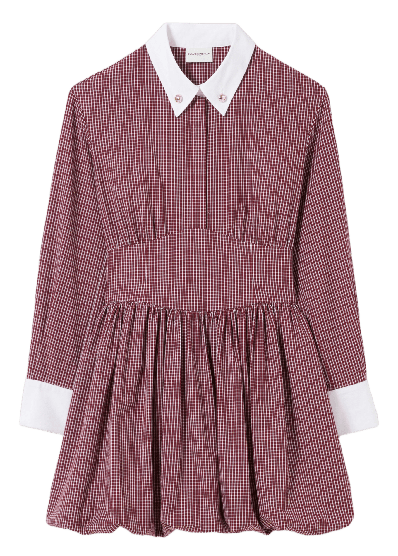 Robe courte en popeline à carreaux CLAUDIE PIERLOT Rouge