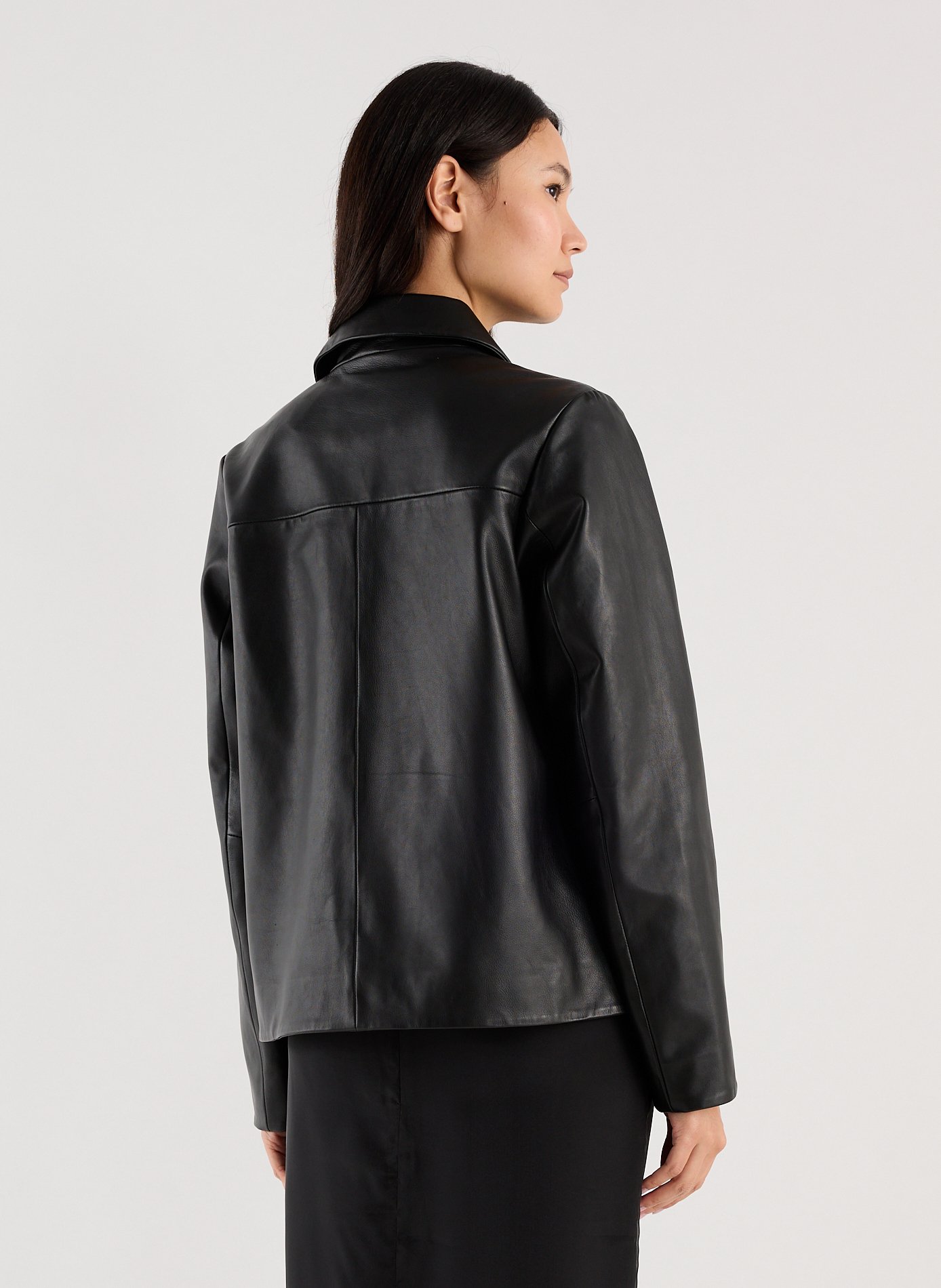 Veste droite Wom en cuir SAISON 1865 Noir