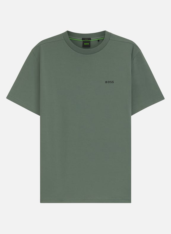 Tee-shirt col rond en coton mélangé Kaki by BOSS BOSS Tee-shirt col rond en coton mélangé Kaki