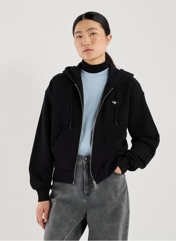 Printed zip-up cotton hoodie Black by CARHARTT WIP CARHARTT WIP Printed zip-up cotton hoodie Black