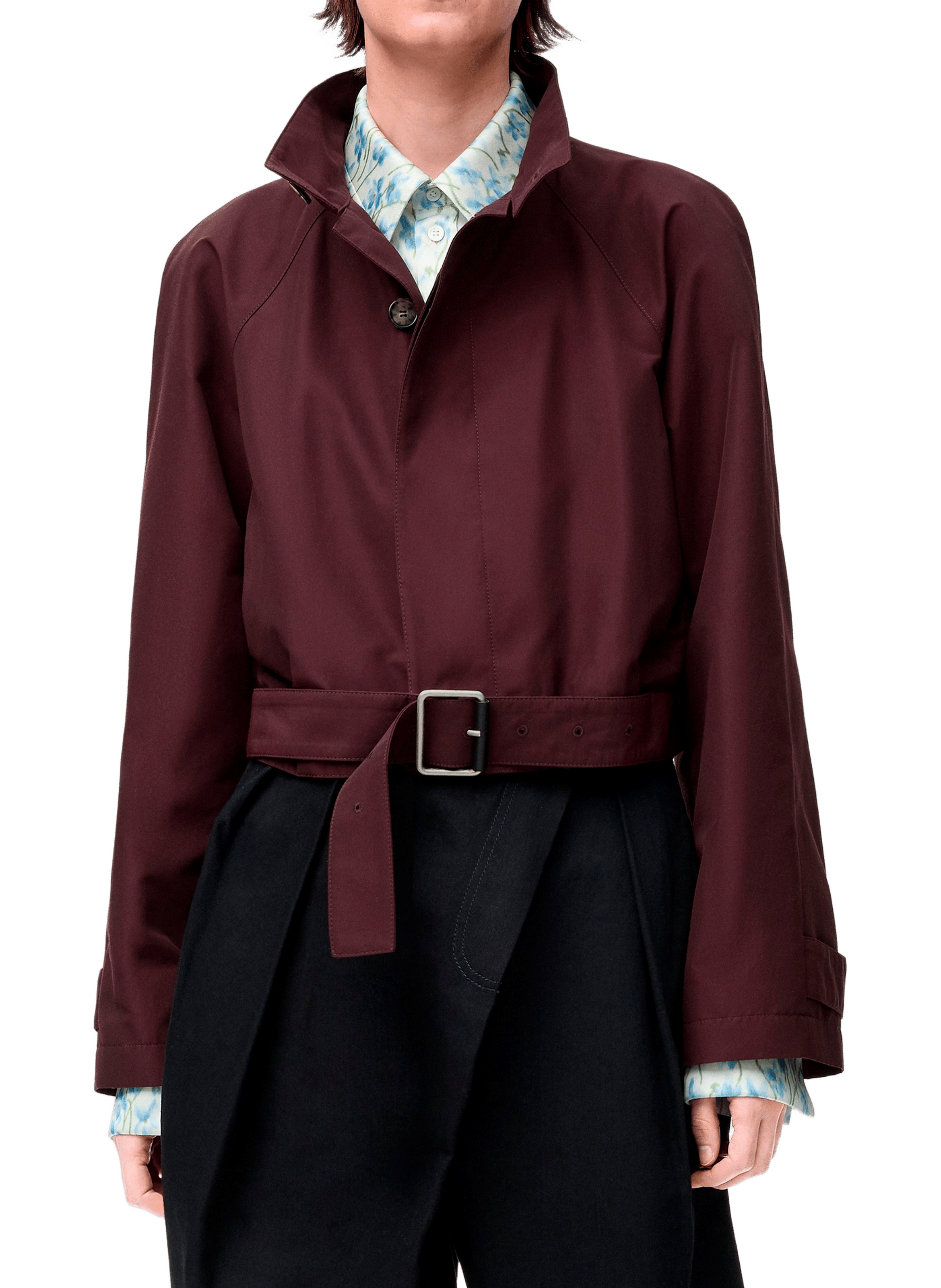 LOEWE Short belted trench coat in blended cotton Red