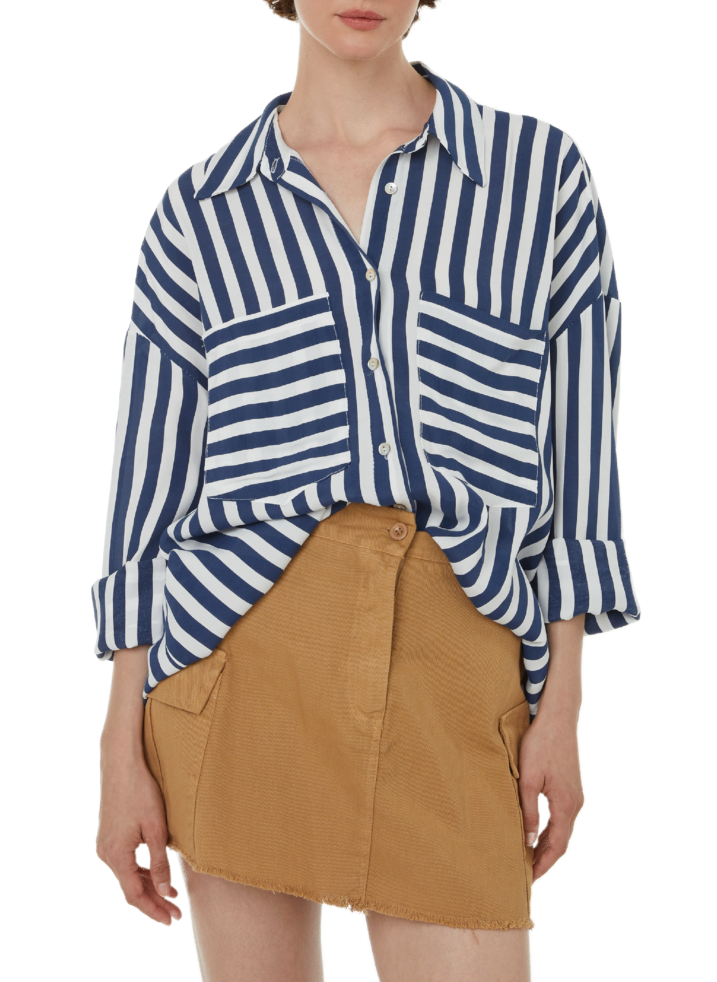 THE SOCIAL SUNDAY Loose-fitting striped shirt  Blue
