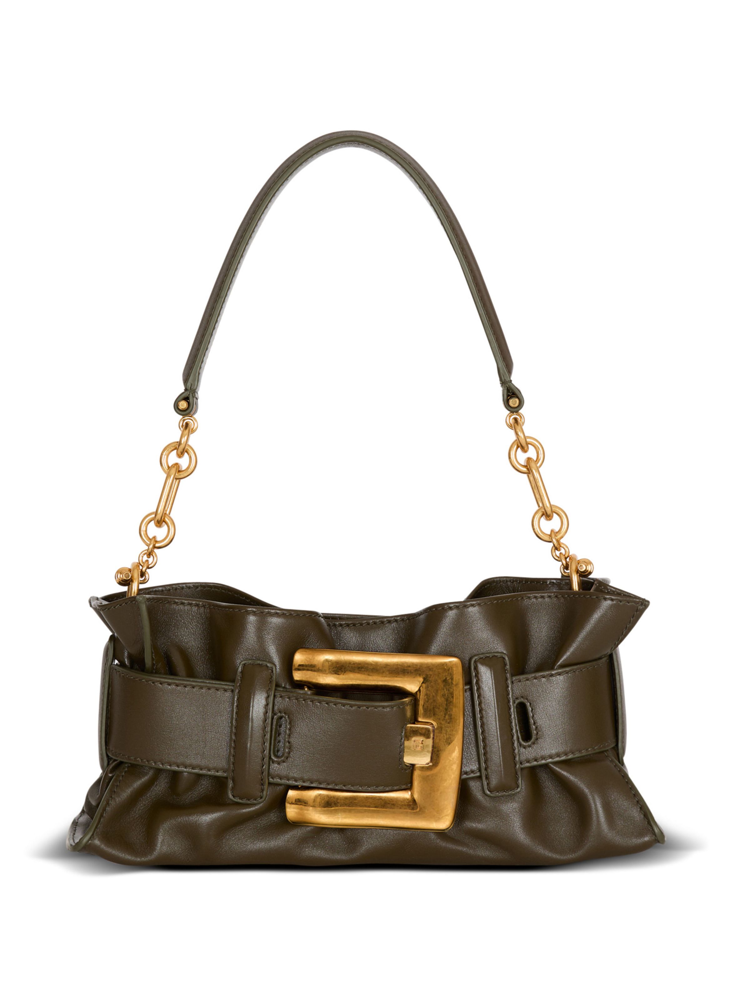 Sac anthem mini shoulder en cuir de veau BALMAIN Vert