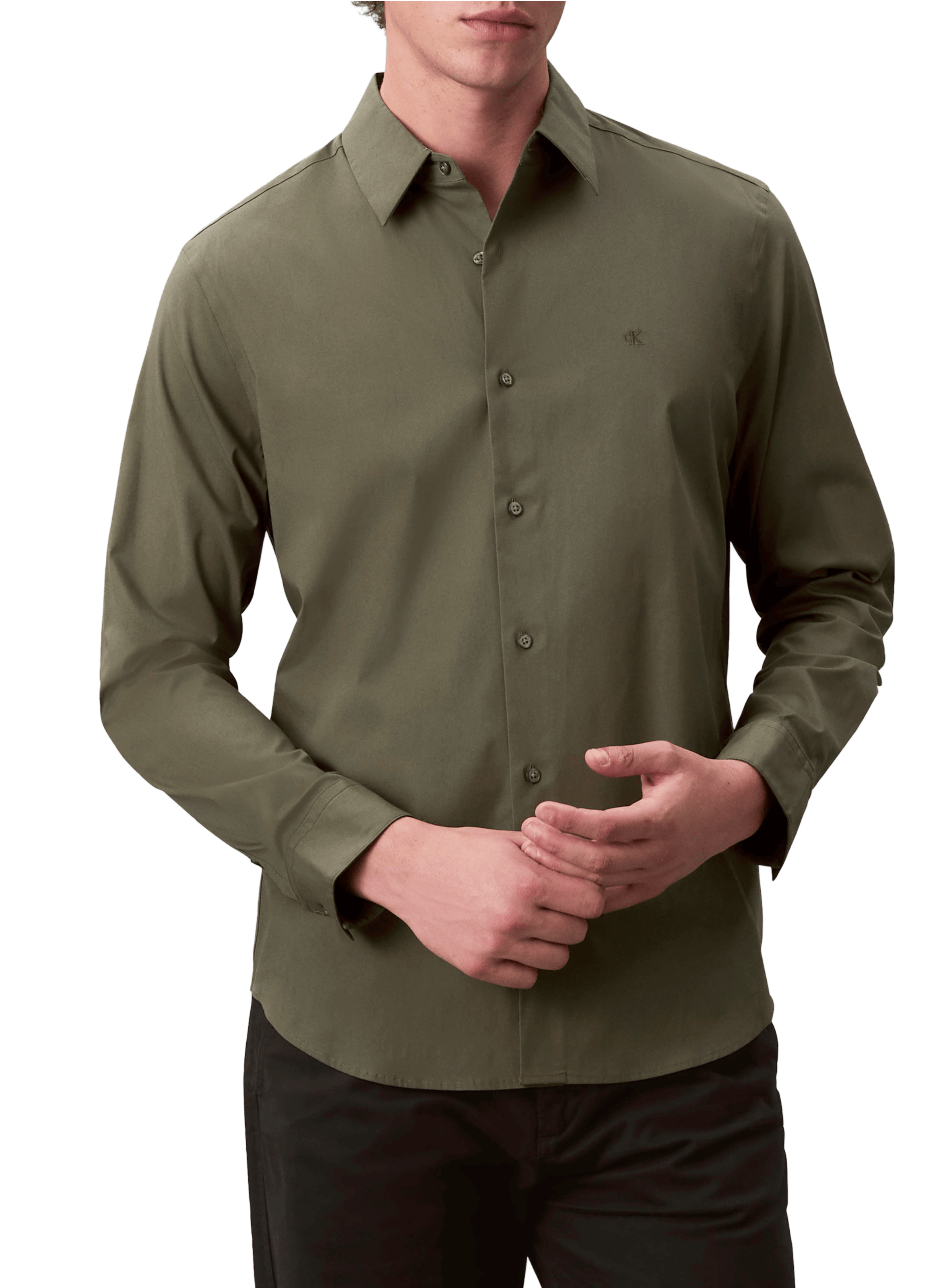 CALVIN KLEIN Stretch shirt Khaki