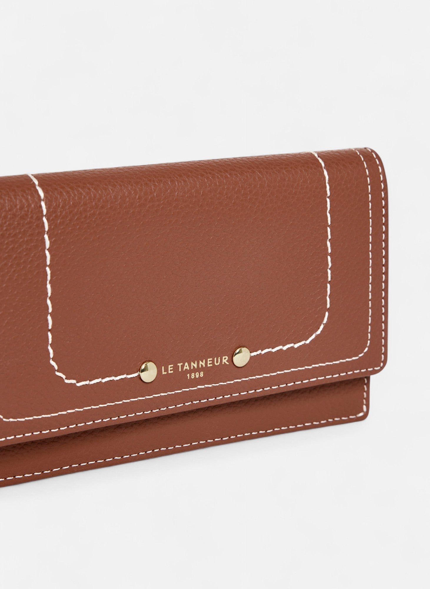 Porte cartes à rabat ella en cuir grainé LE TANNEUR Marron