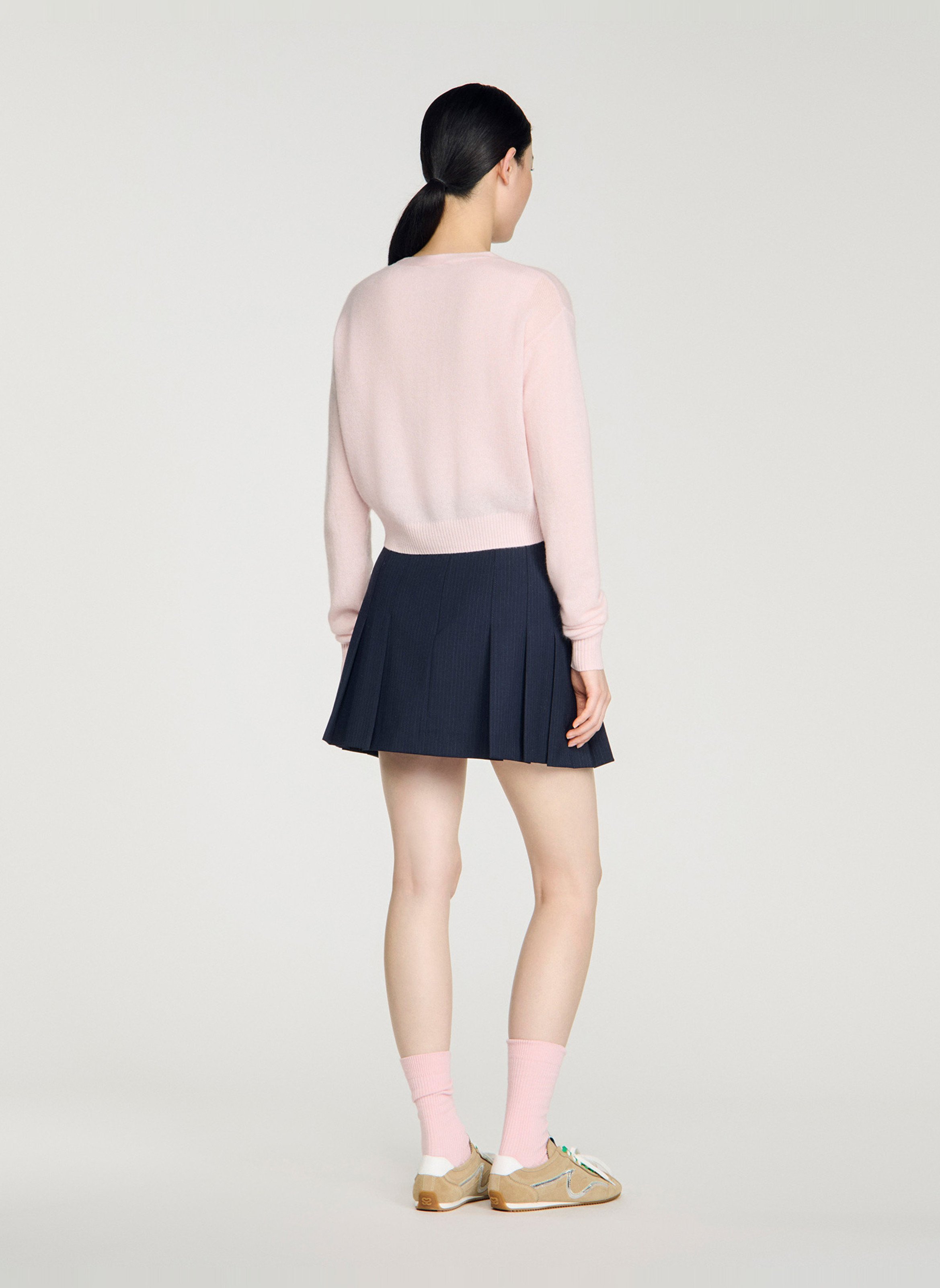 Gilet col v en laine mélangée SANDRO Rose