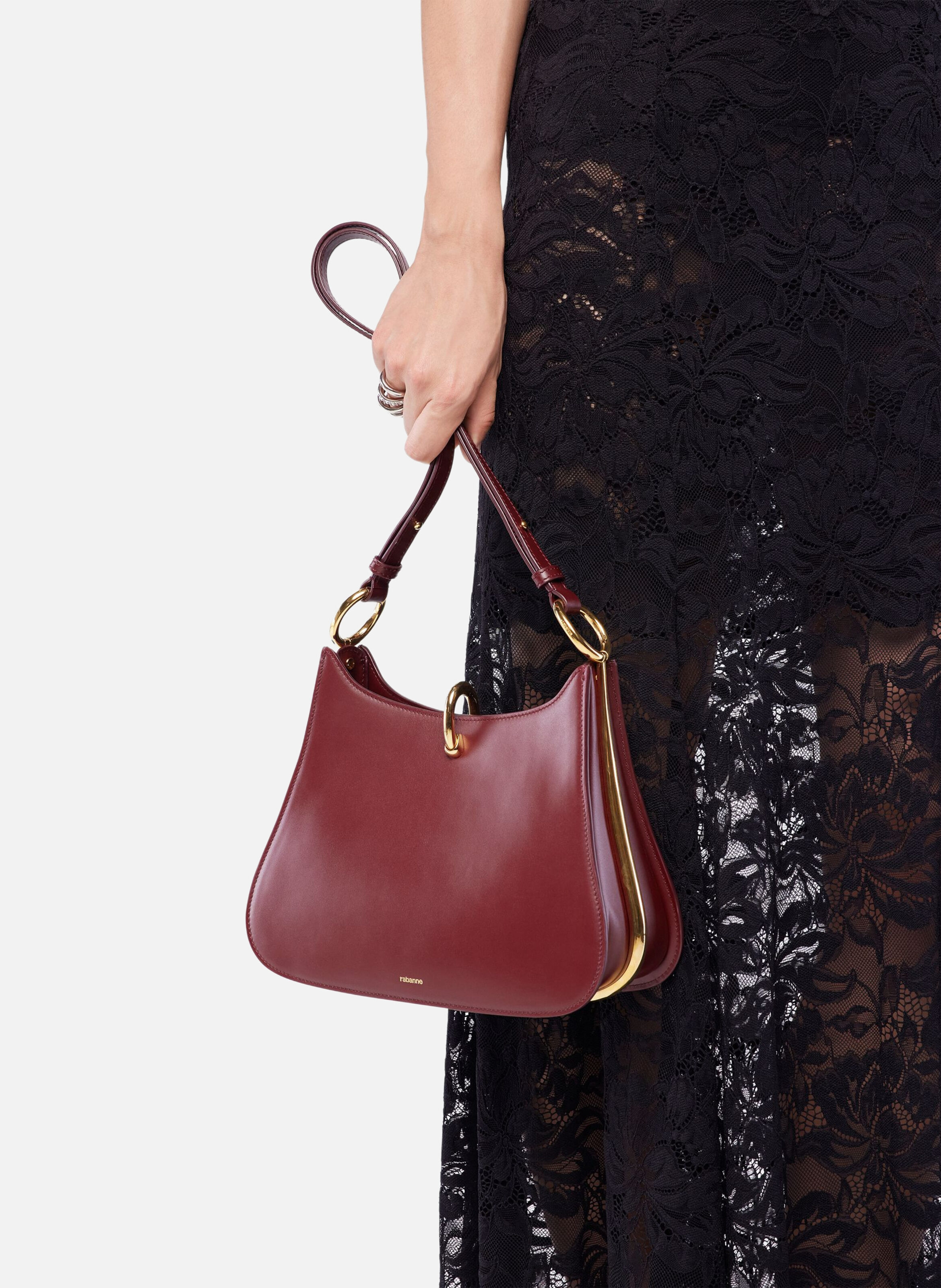Sac ring moyen en cuir RABANNE Rouge