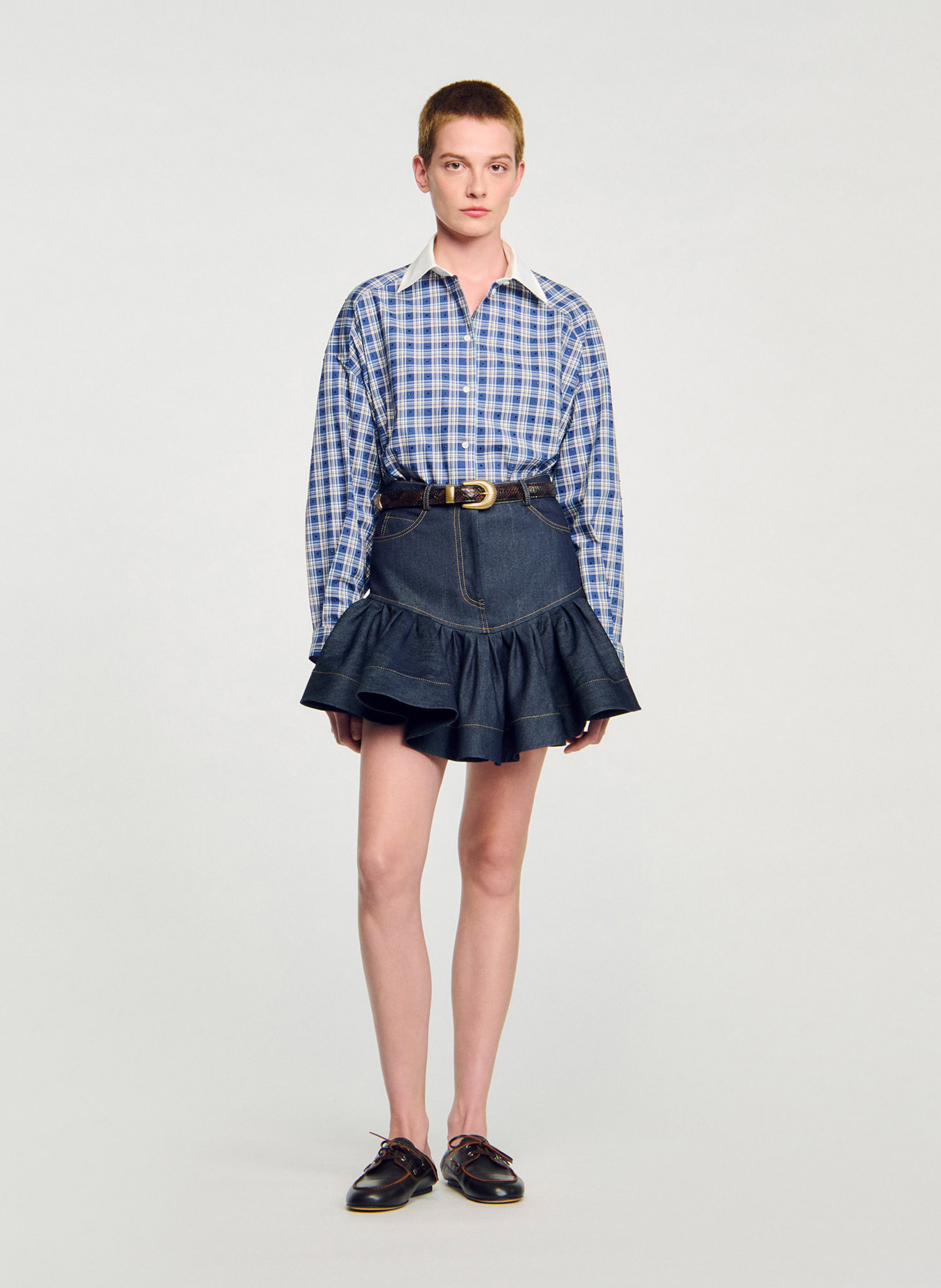 Jupe courte en denim Bleu