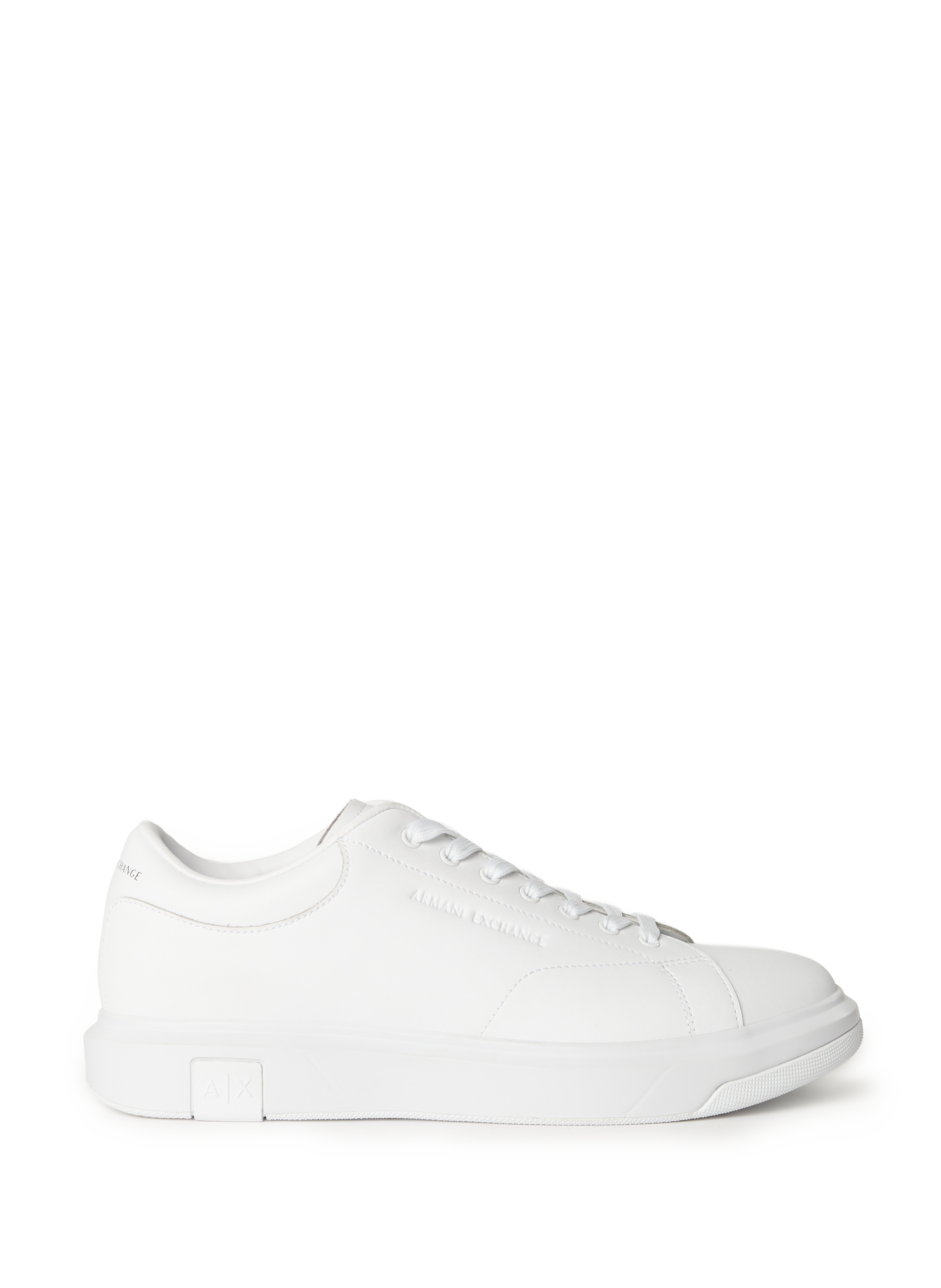 ARMANI EXCHANGE Solid color cow leather sneakers White