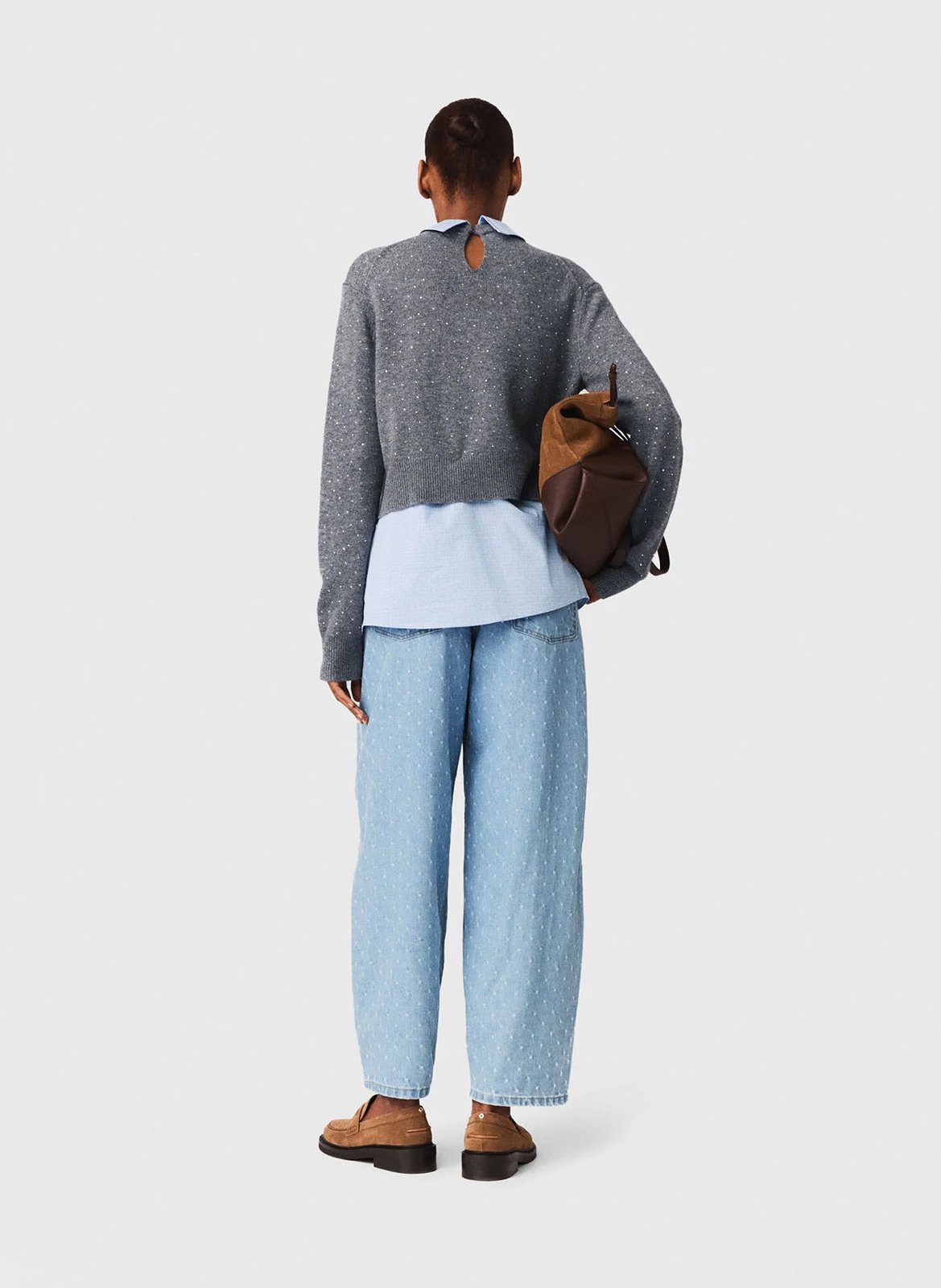 Pull droit 3-en-1 en laine mélangée MAJE Gris