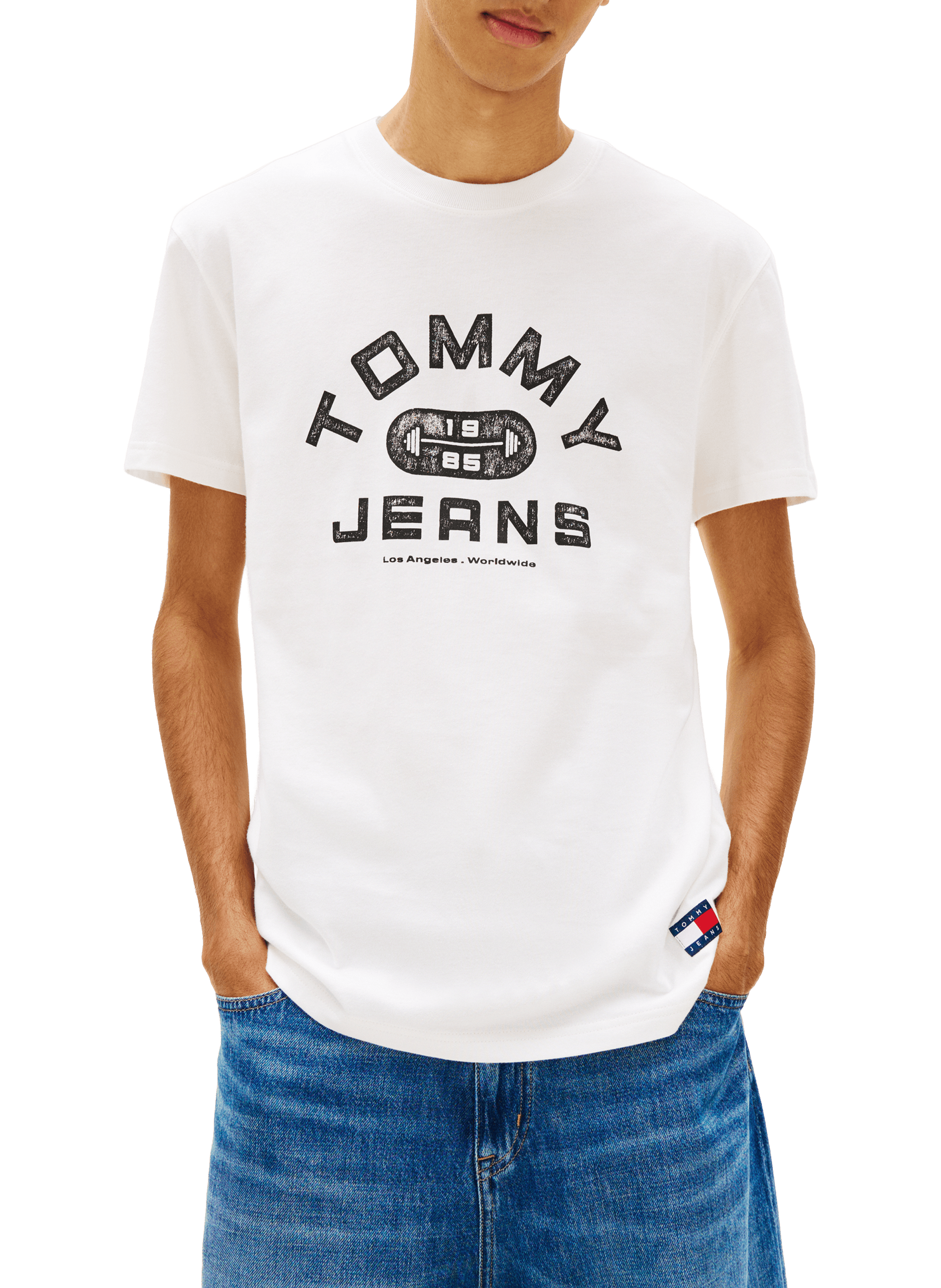 Straight printed cotton T-shirt TOMMY HILFIGER White