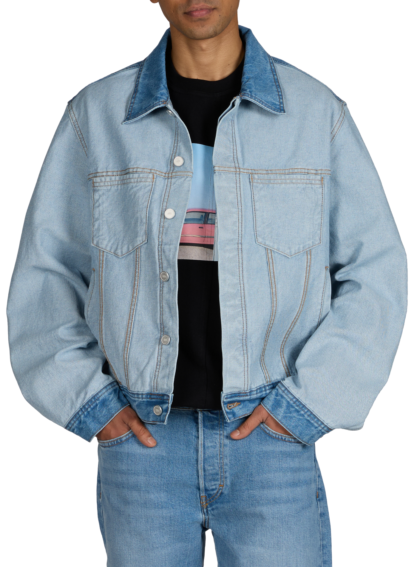 Veste denim à col classique en coton ARTE ANTWERP Bleu