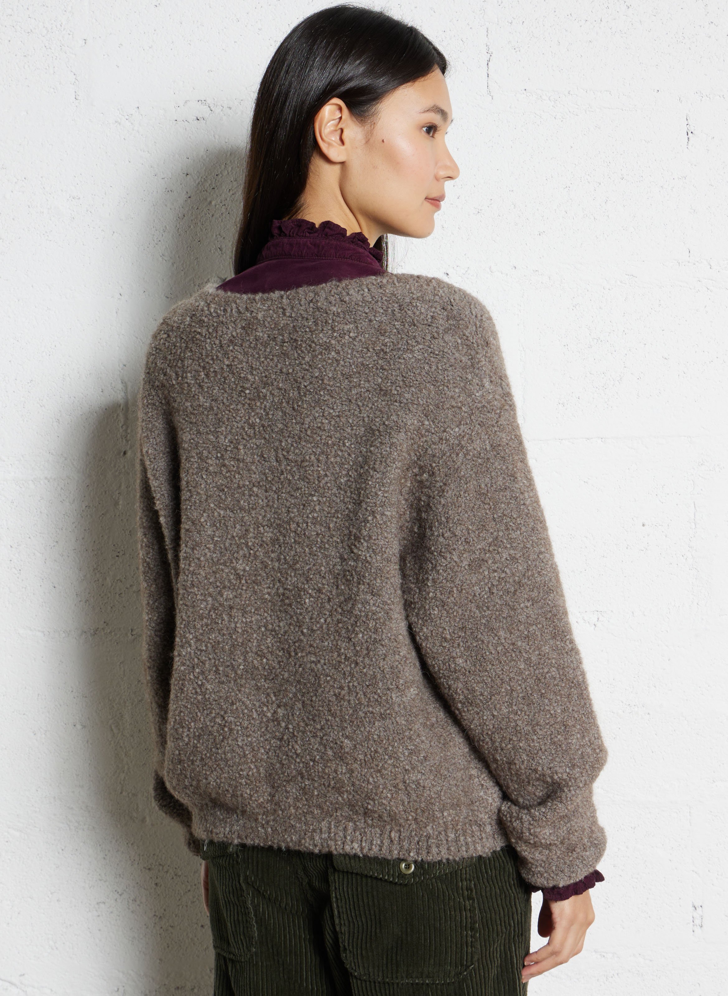 Cardigan oversize en laine mélangée zolly AMERICAN VINTAGE Beige