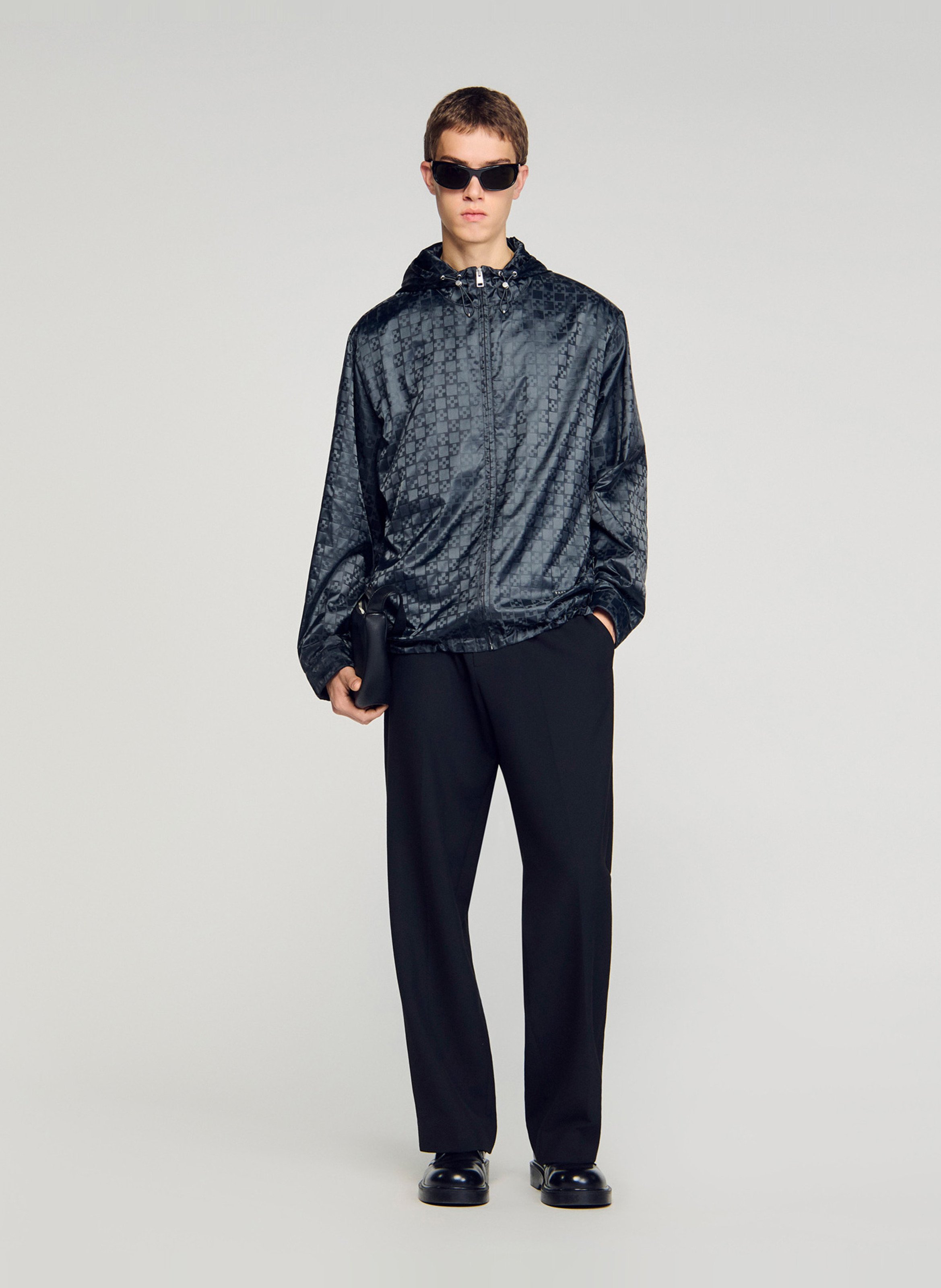 Veste courte imperméable à imprimé SANDRO Gris