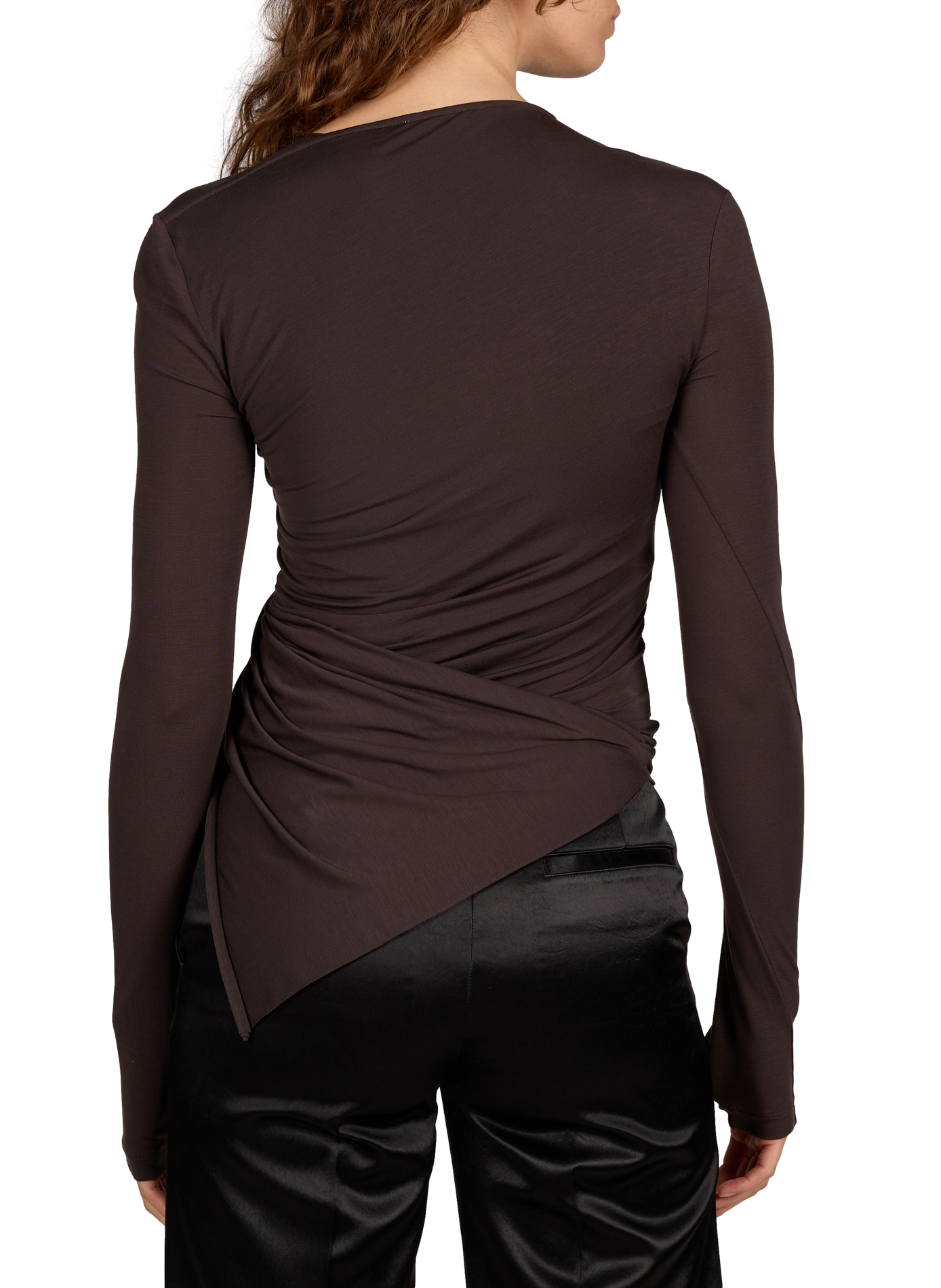 Long-sleeved asymmetrical top HELMUT LANG Brown