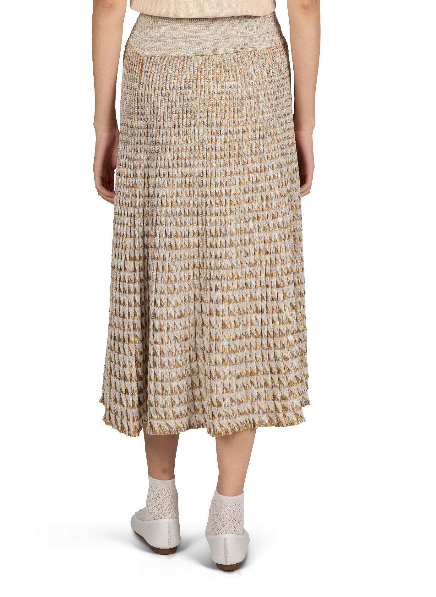 Flowy skirt in cotton and virgin wool knit. MOLLI Beige