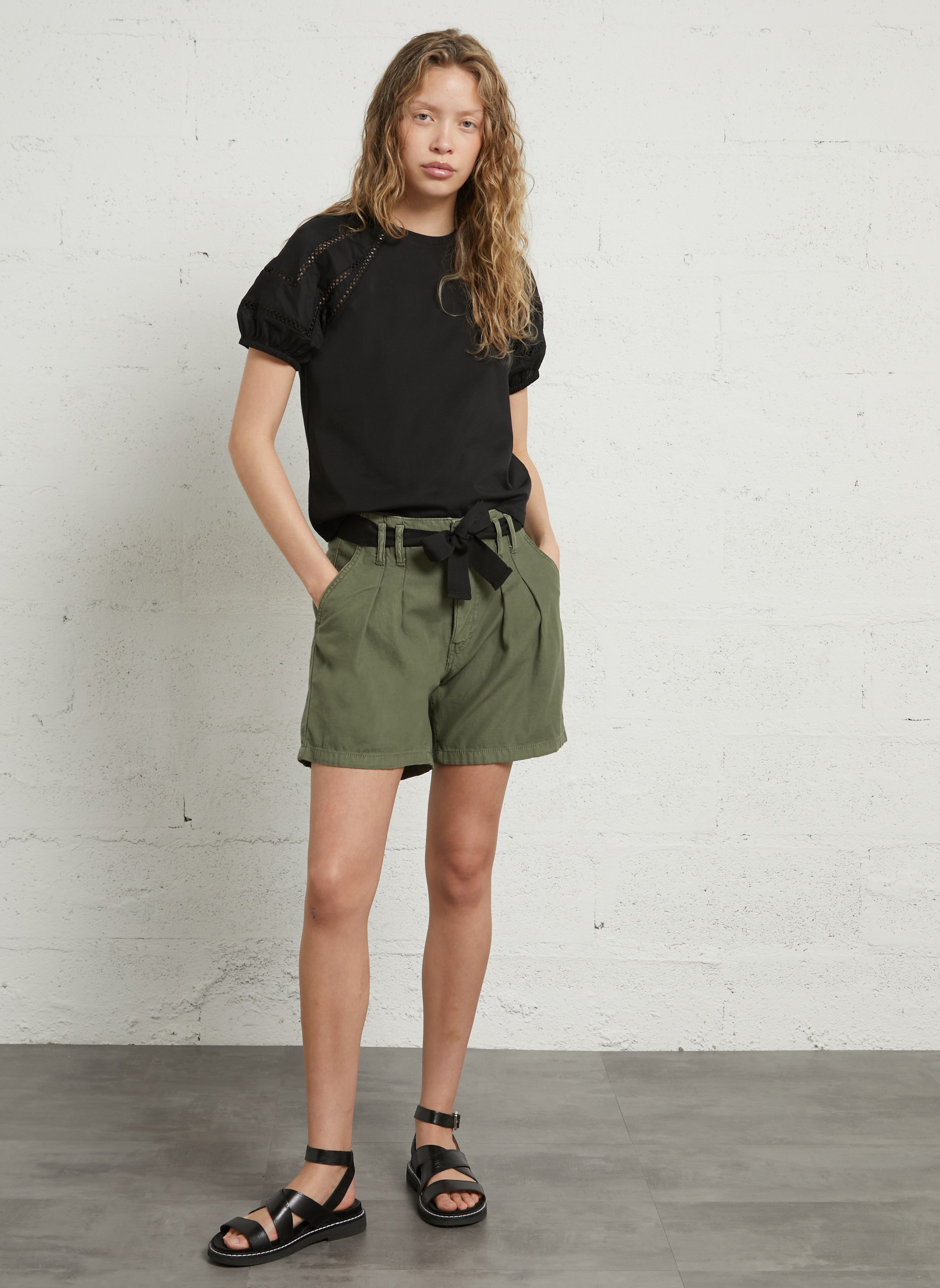 Top droit en coton mélangé lea MAISON 123 Noir