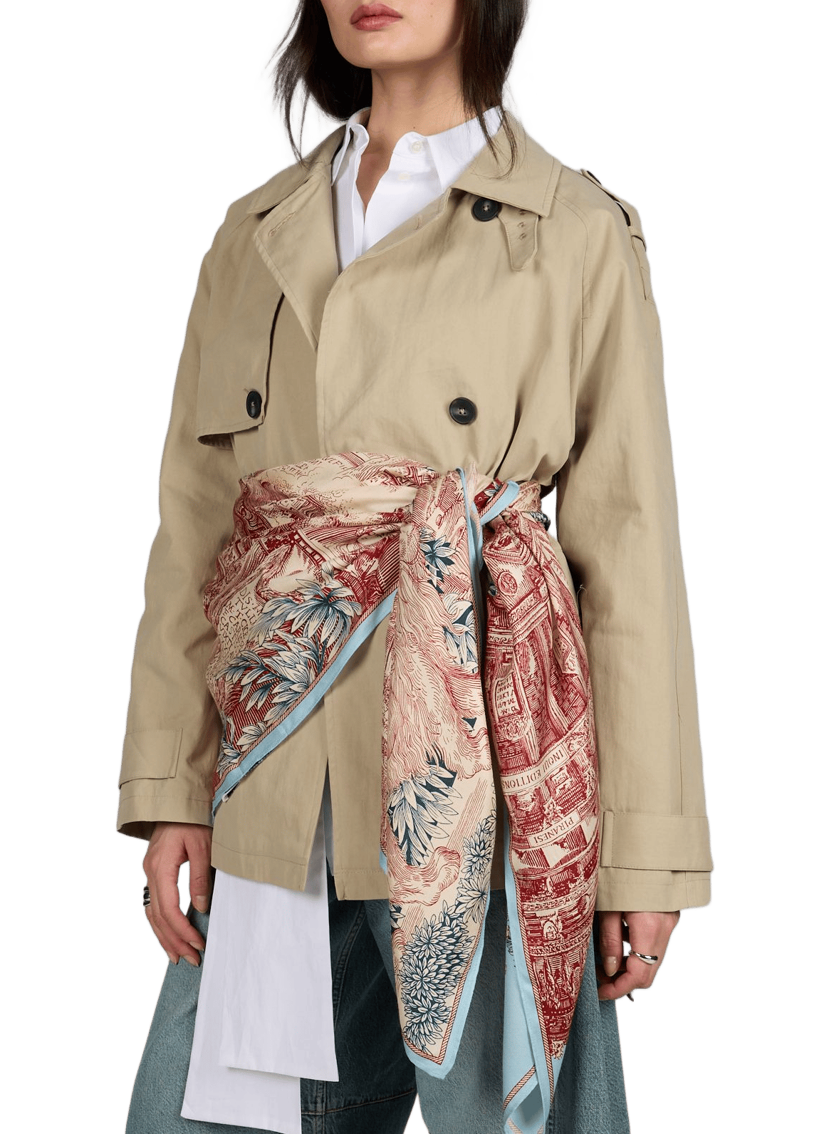 Piranesi square scarf in mixed silk INOUITOOSH Blue