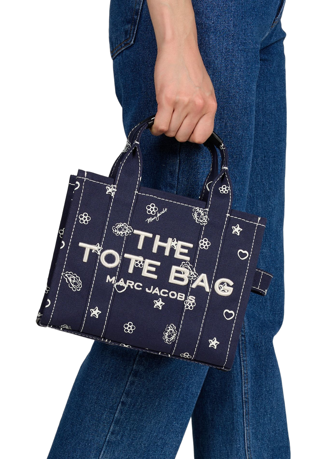The Small Tote Bag in cotton denim MARC JACOBS Blue
