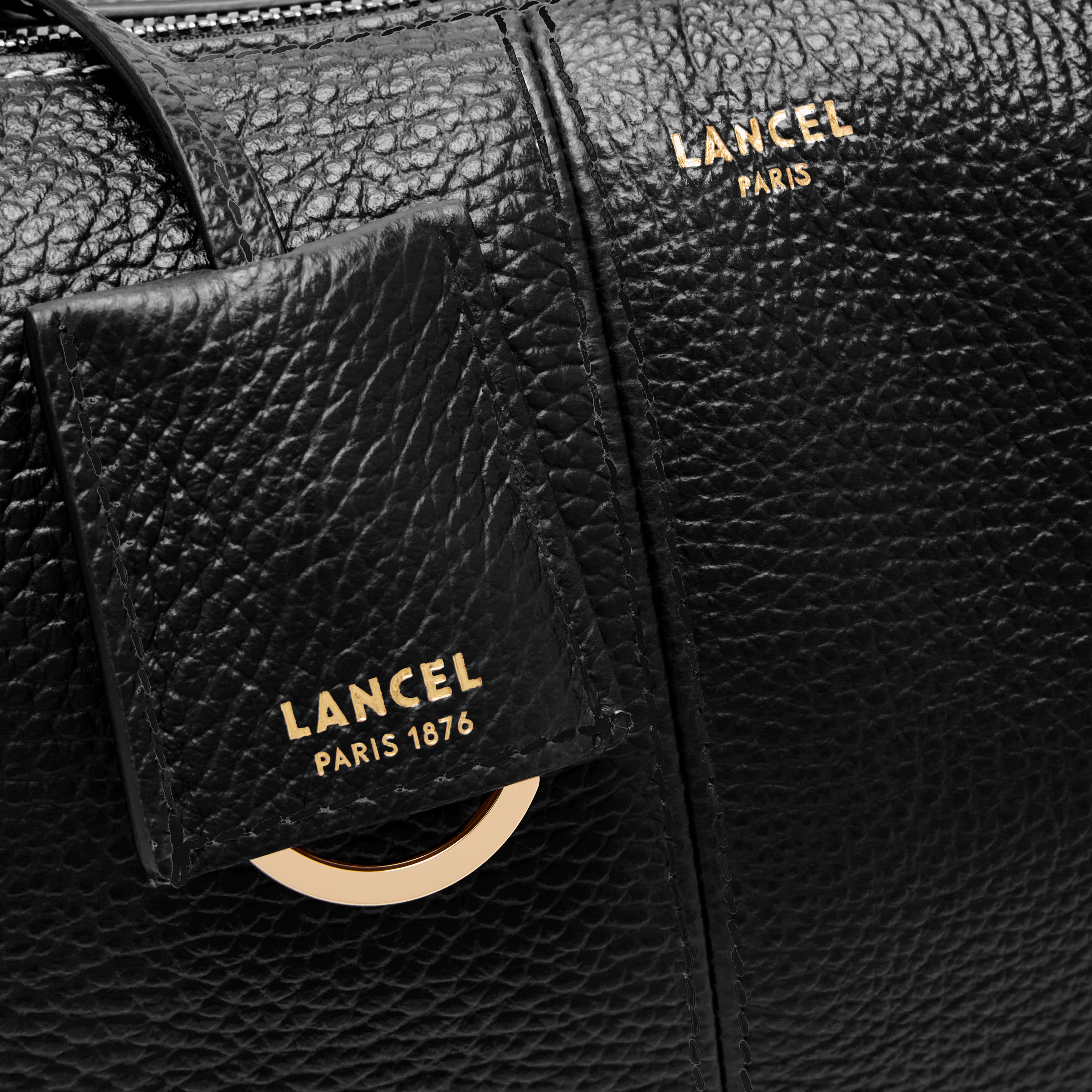 Sac hobo zippé m victoire de lancel en cuir LANCEL Noir