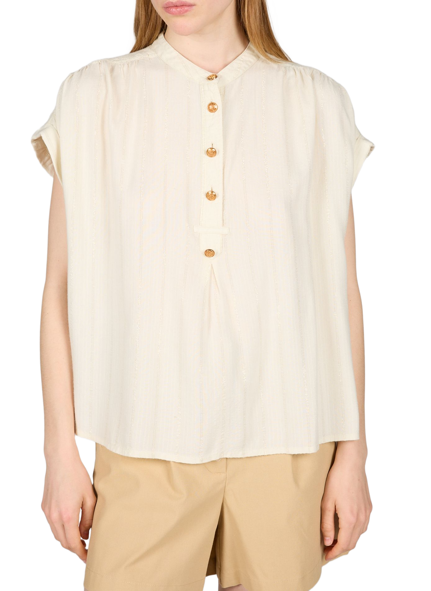 Top a righe Vimessili in misto cotone VILA Beige