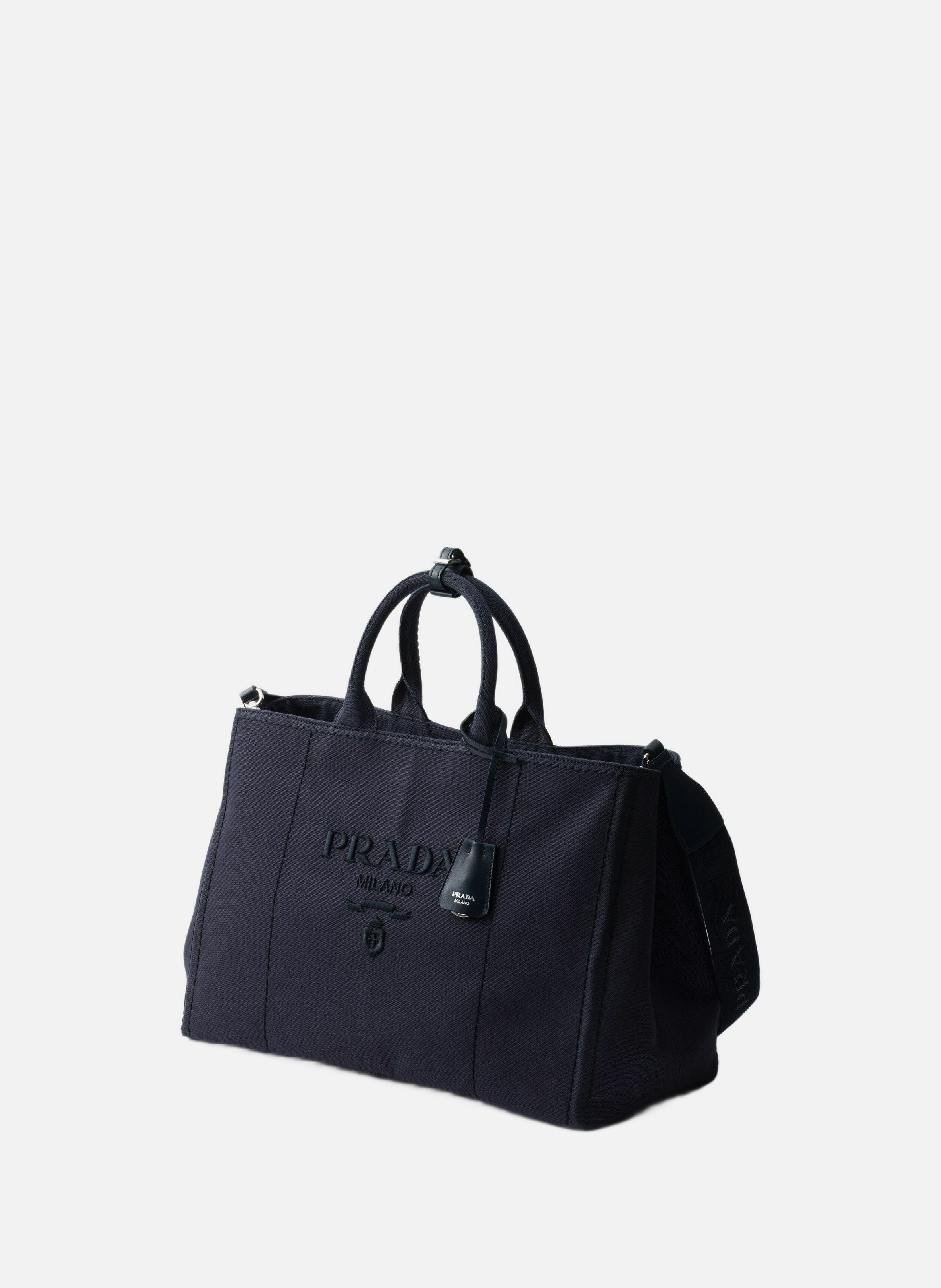 Très grand cabas prada jardinière en toile PRADA Bleu