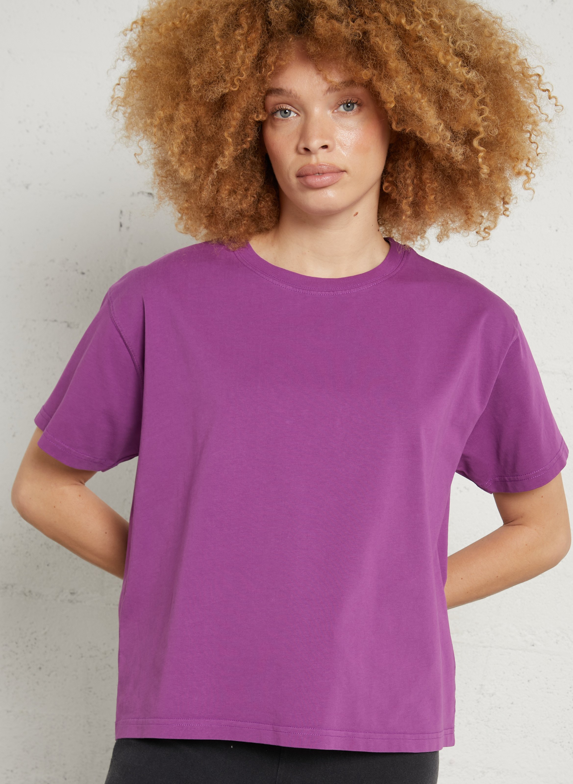 Tee-shirt ample col rond en coton fizvalley  Geranium vintage