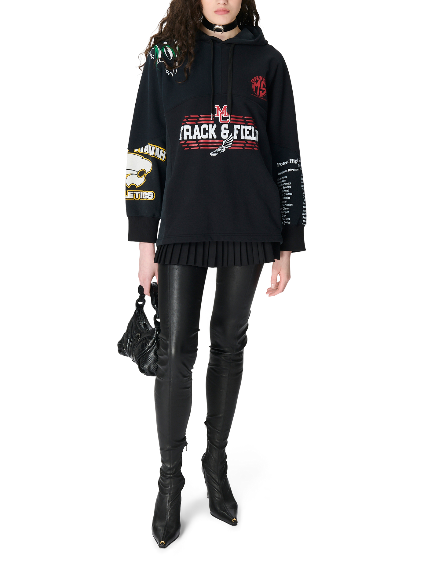 Upcycled graphic sweatshirts hoodie unisex MARINE SERRE Black