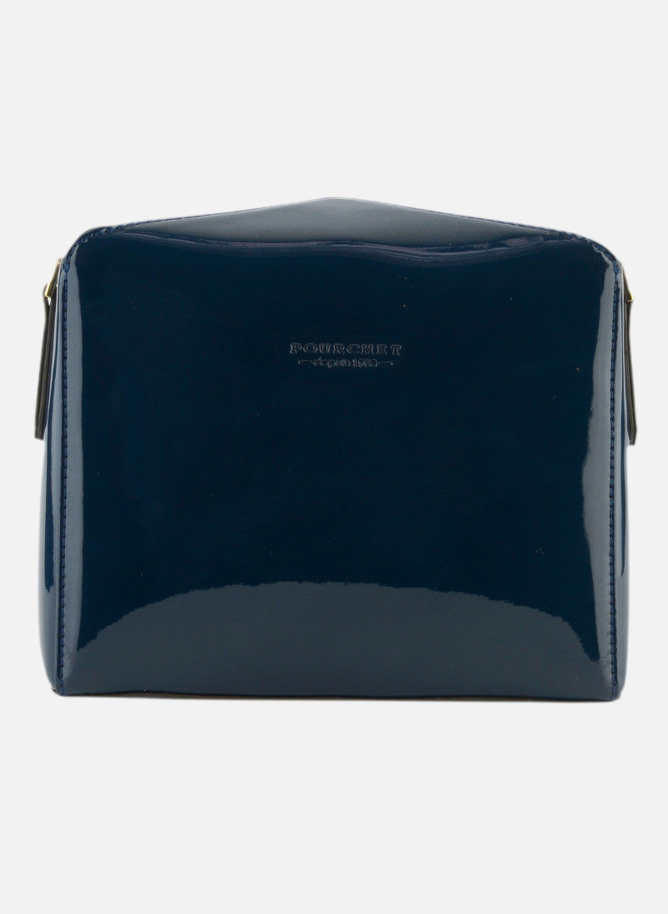 Cassetta vernis | sac porté épaule en cuir de vachette | Bleu POURCHET Femme