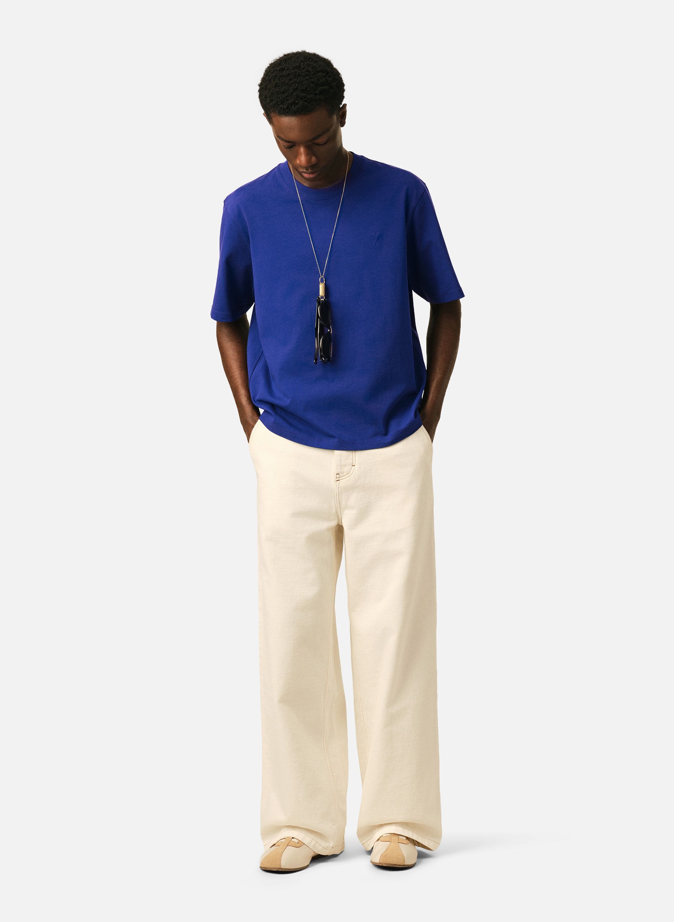 T-shirt unisexe en coton ami de coeur embossé AMI PARIS Bleu
