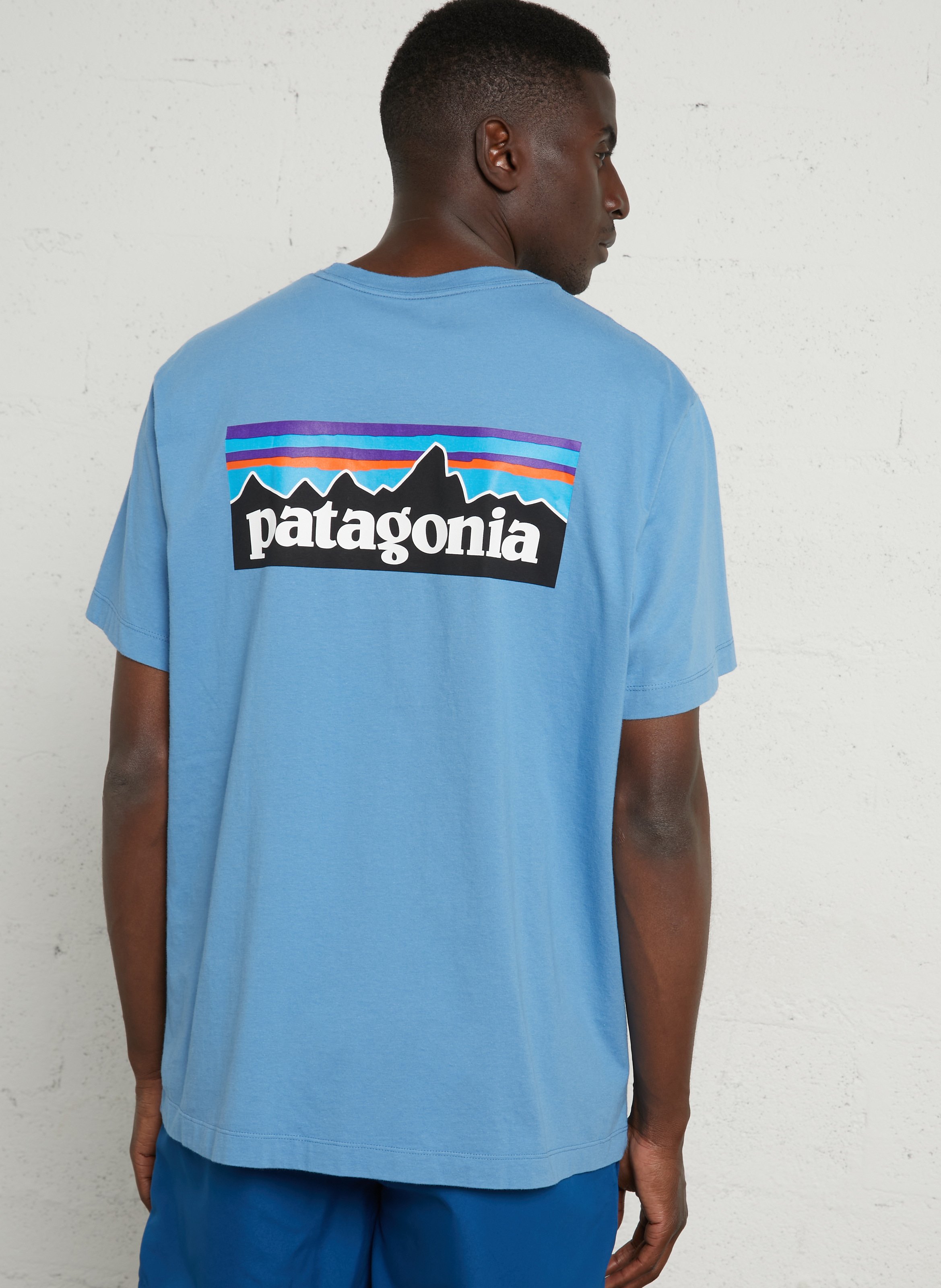 Oversized T-shirt met ronde hals van biologisch katoen met zeefdruk PATAGONIA Blauw