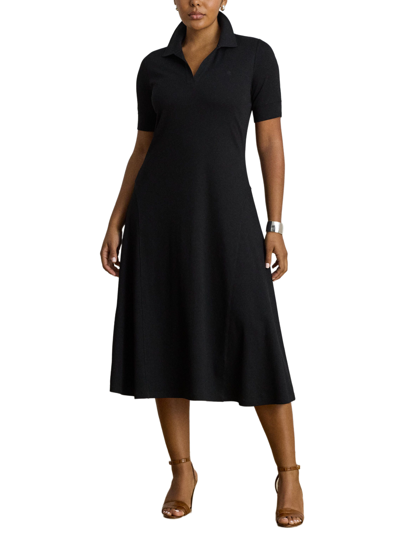 Ribbed midi dress in blended cotton LAUREN Black
