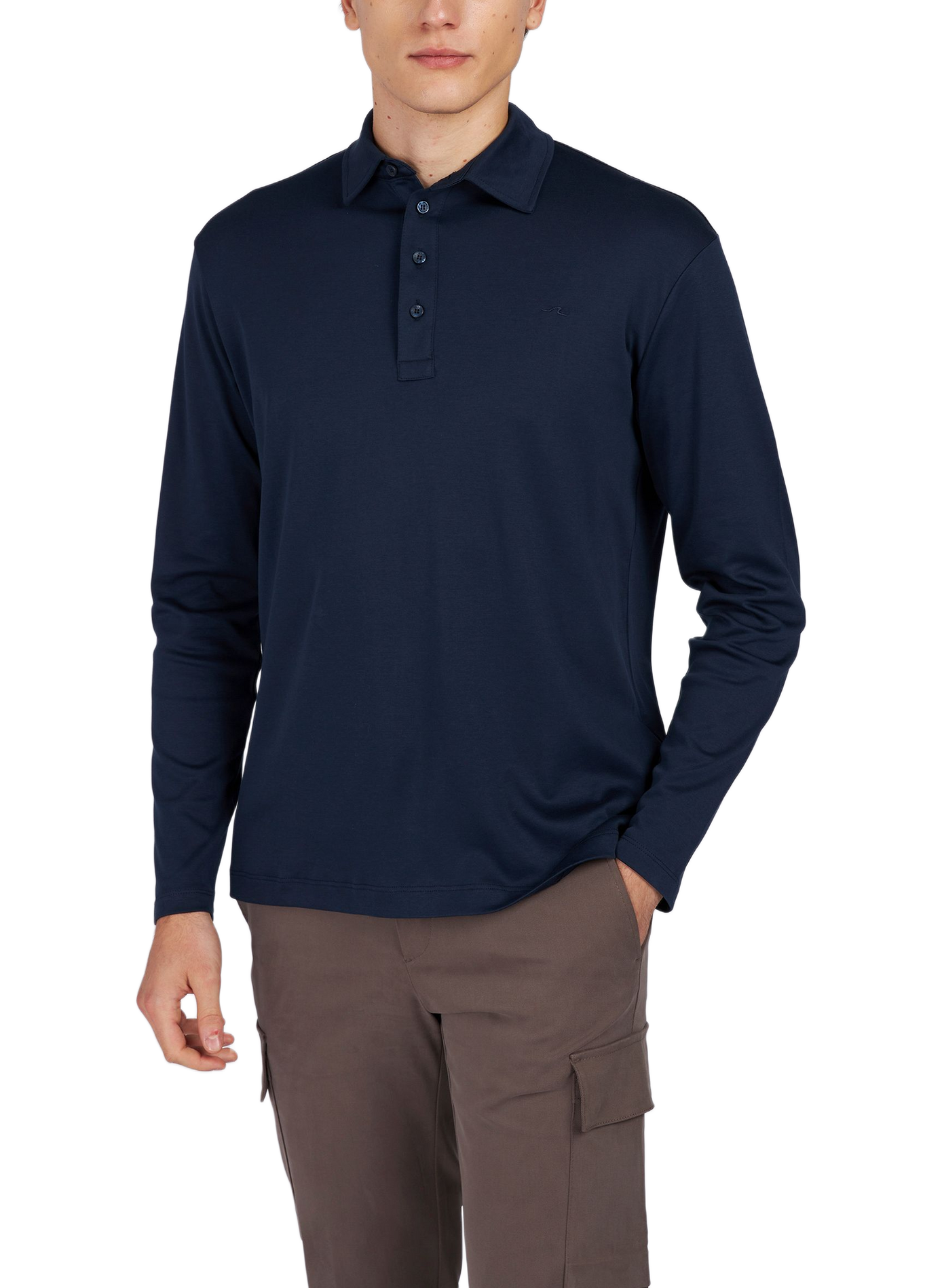Straight fit long-sleeved cotton polo PAUL & SHARK Blue
