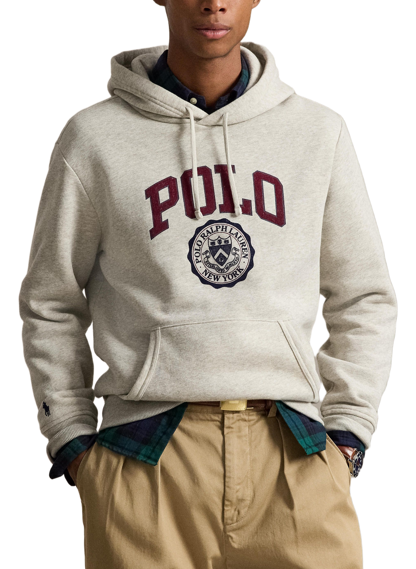 Sweat à capuche logo en coton mélangé POLO RALPH LAUREN Gris