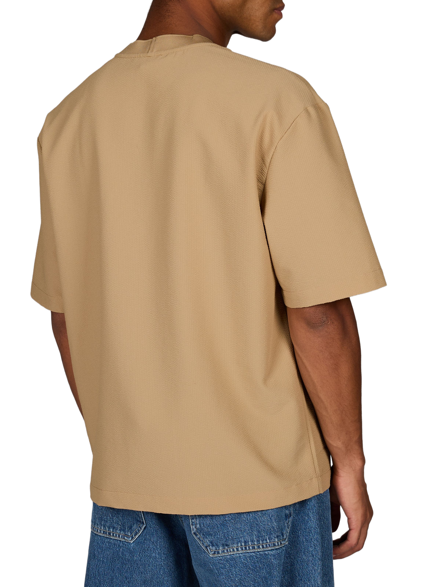 T-shirt ample texturé à manches courtes EMPORIO ARMANI Beige