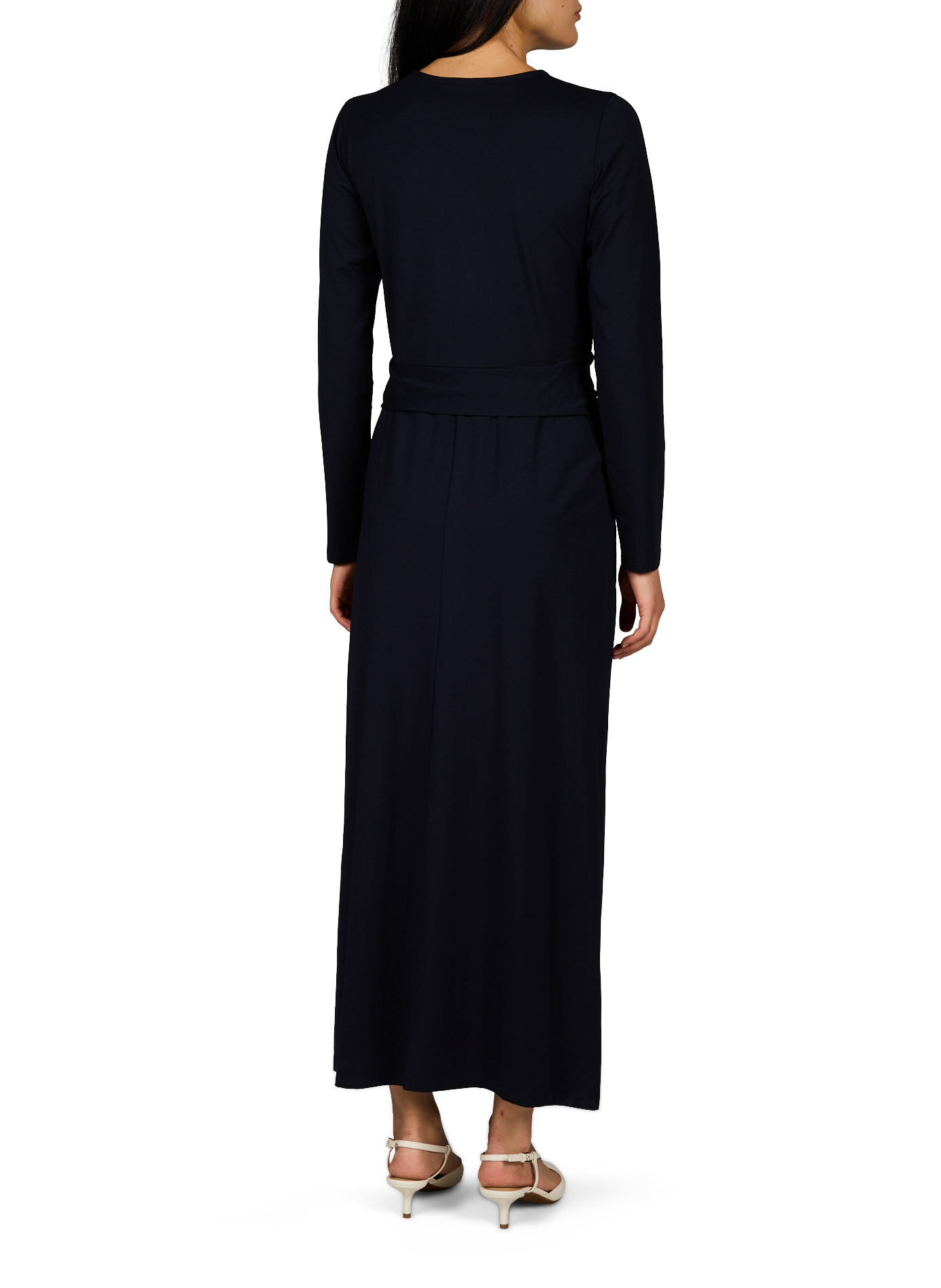 Langes gerade Kleid mit Rundhalsausschnitt aus Baumwollmischung. SUNCOO Blau