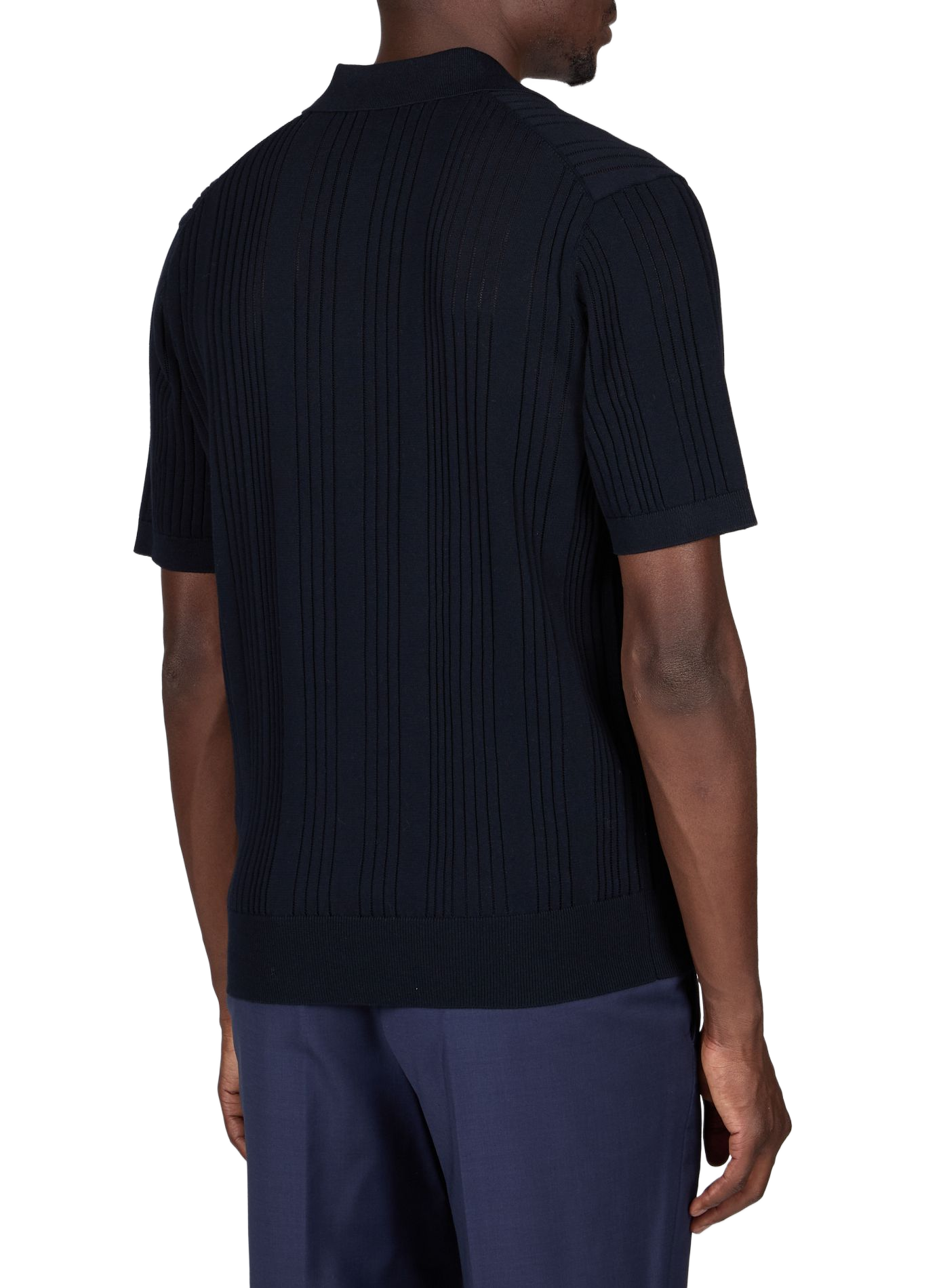 Pullover mit geradem Schnitt, Lochmuster und Polokragen VAN LAACK Blau