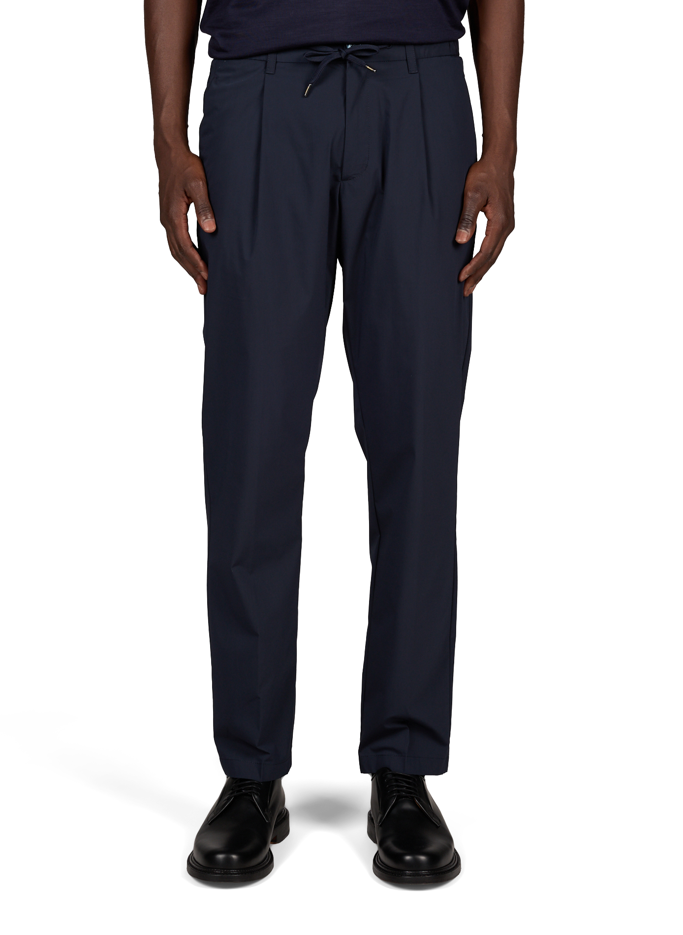 Straight pants with pleats and elastic waistband HERNO Blue
