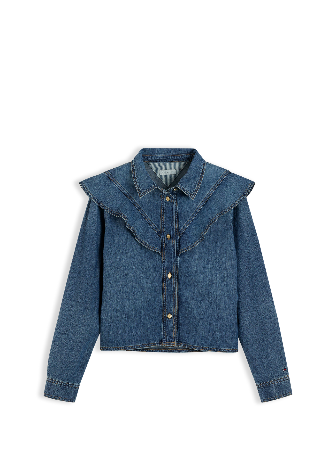 Classic collar shirt in cotton denim TOMMY HILFIGER Blue