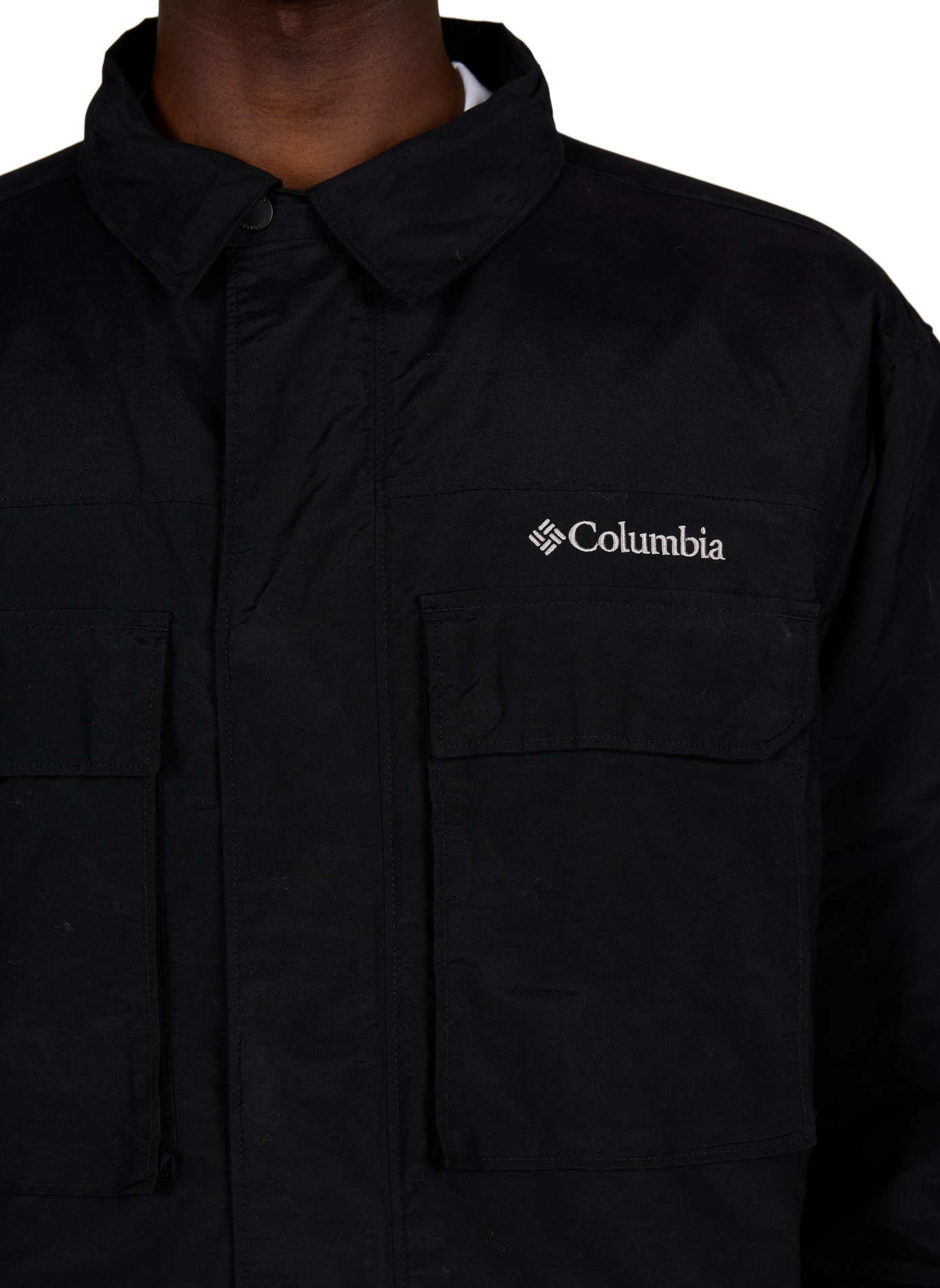 Straight jacket with classic collar in blended cotton COLUMBIA Black