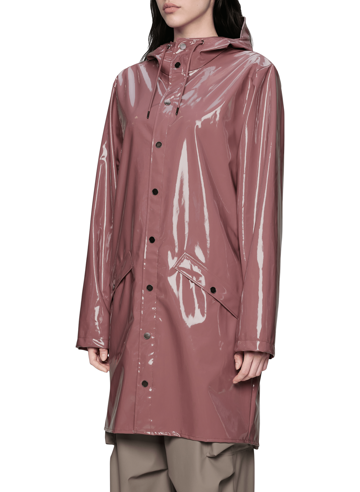 Gerader Regenmantel mit Kapuze RAINS Rosa