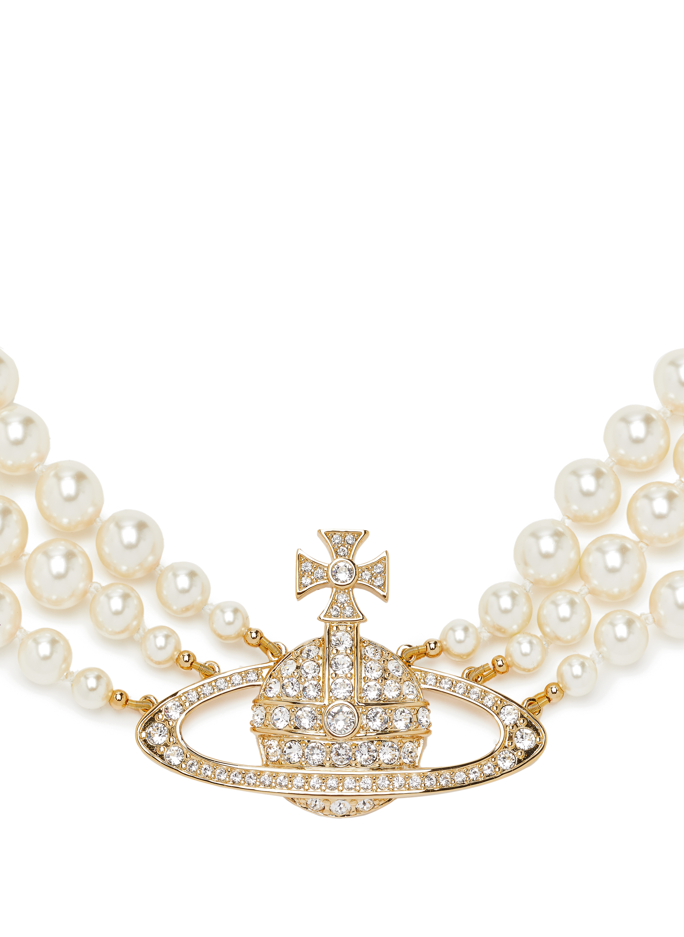 Collier Three Row Pearl Bas Relief VIVIENNE WESTWOOD Doré