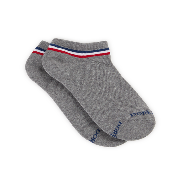 Shop Dore Dore Cotton Trainer Socks In Grey