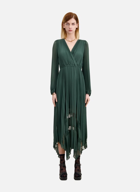 Robe longue plissée Vert by THE KOOPLES THE KOOPLES Robe longue plissée Vert