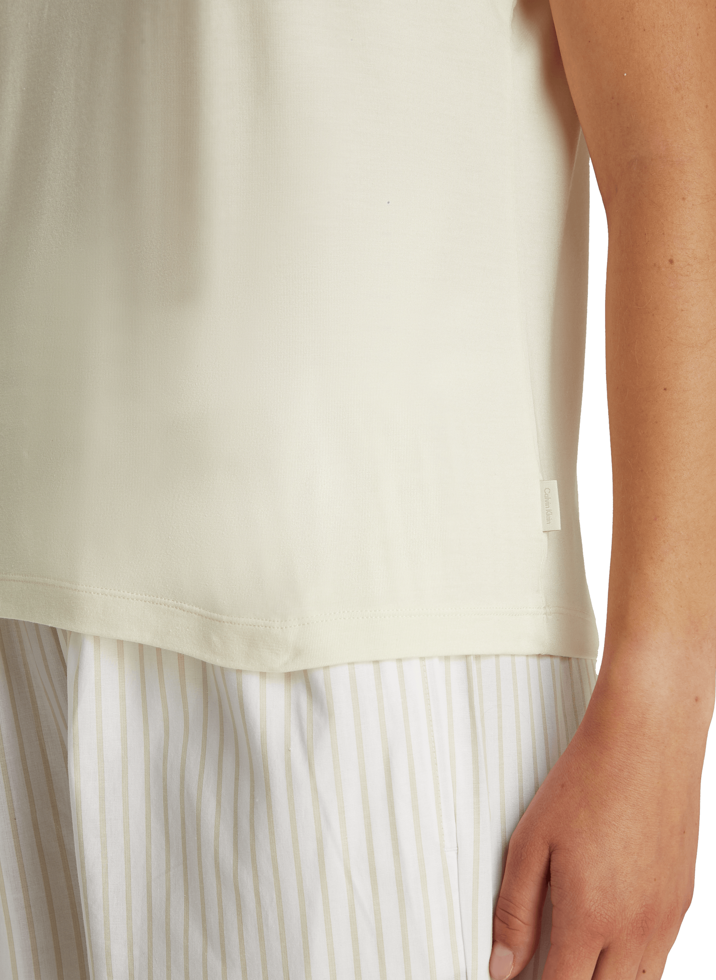 Straight round-neck T-shirt Beige
