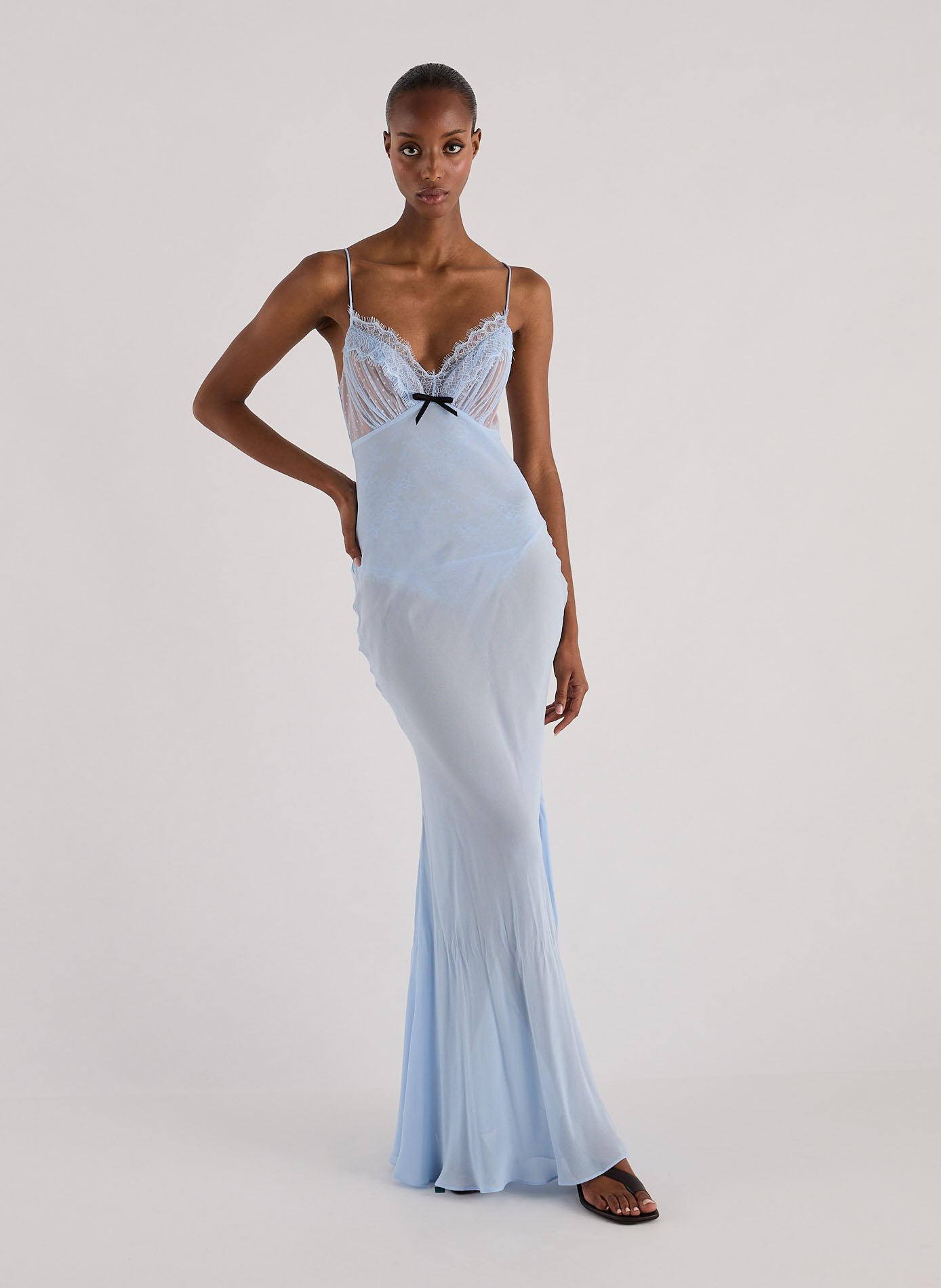 Long dress in two materials SELF PORTRAIT Blue