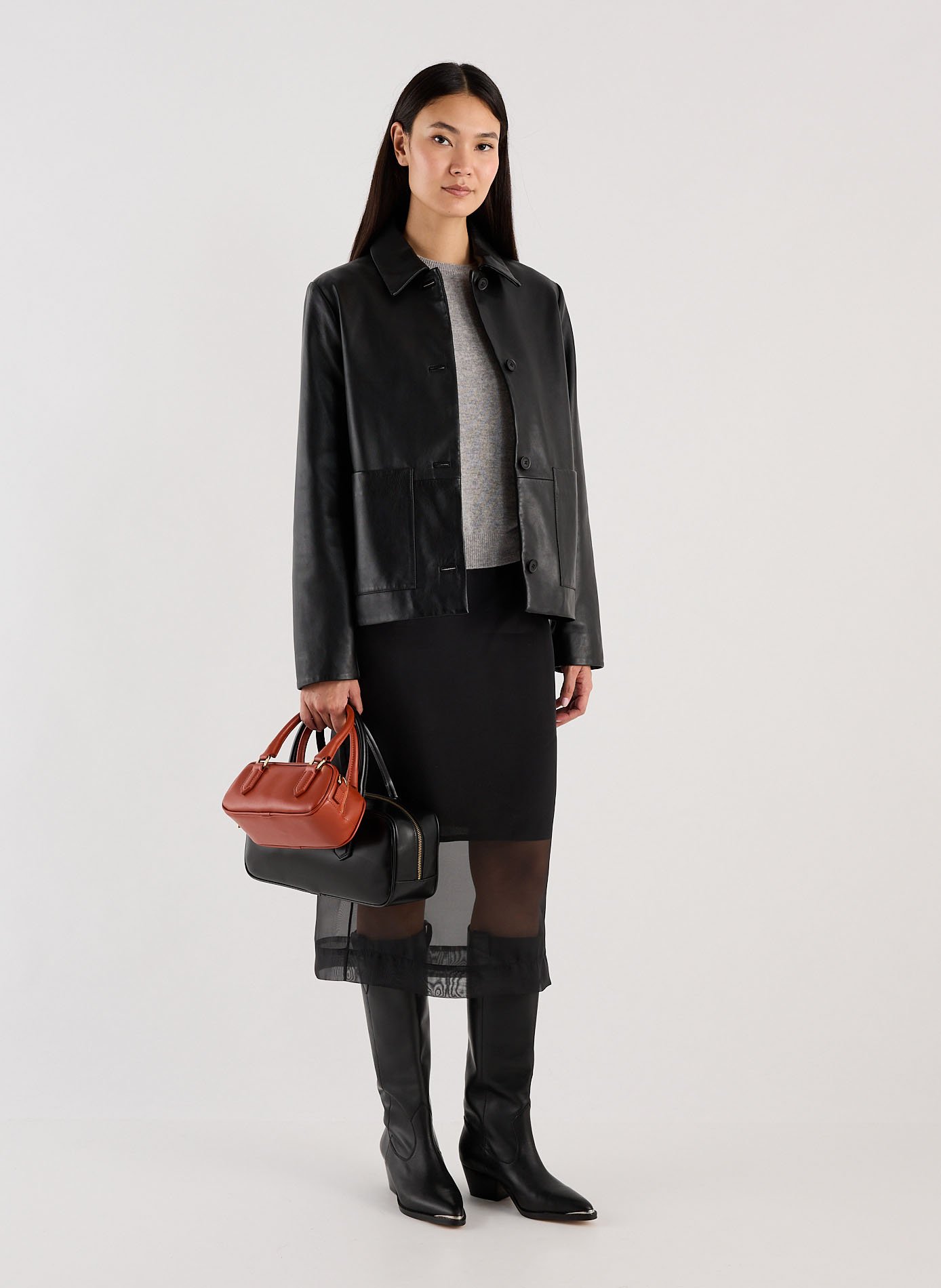 Veste droite Wom en cuir SAISON 1865 Noir